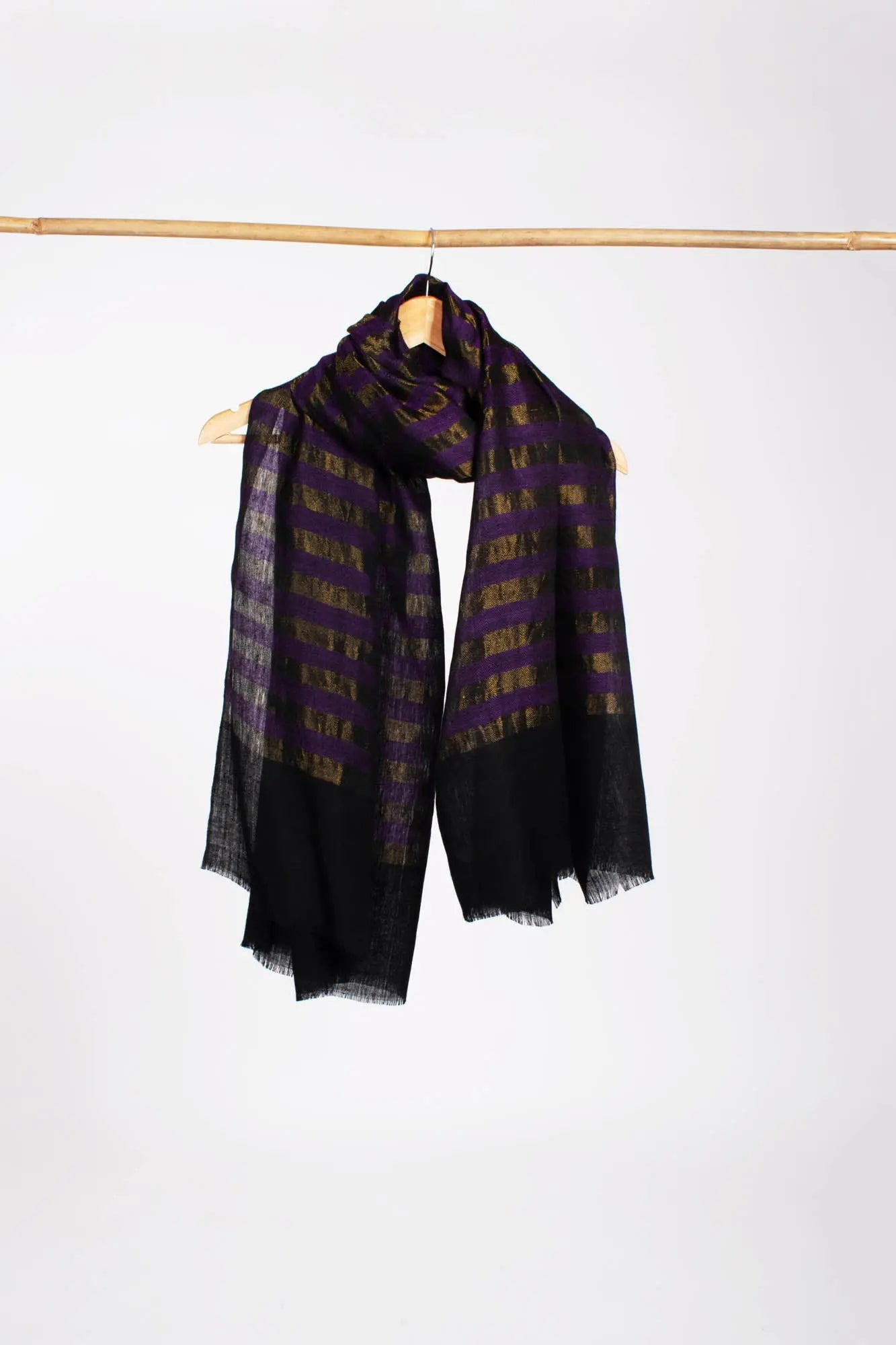 Purple Black and Gold Contemporary Pashmina Shawl Shahkaar