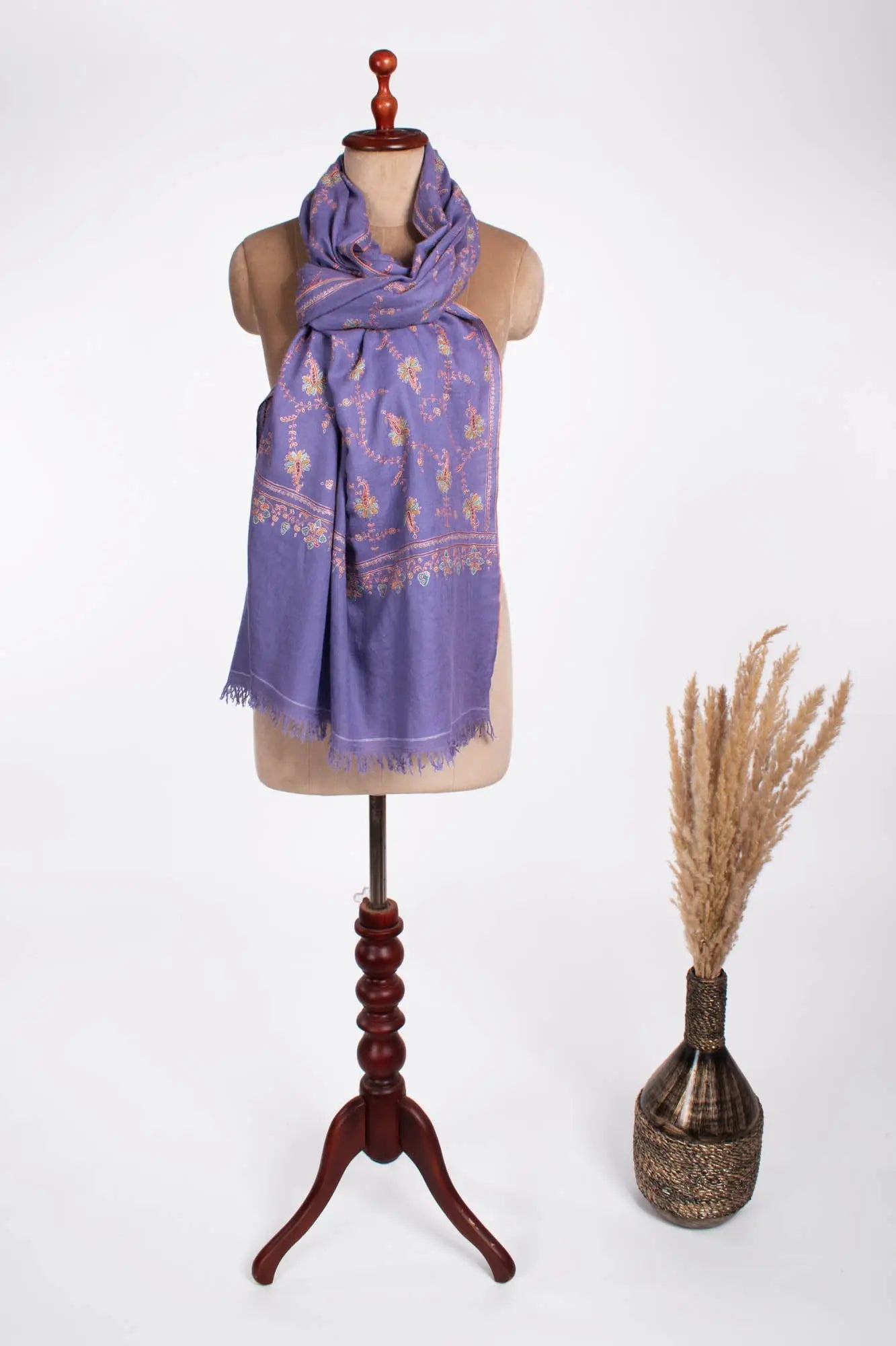 Purple Fine Sozni Kashmiri Pashmina Shawl - JUNEAU Shahkaar