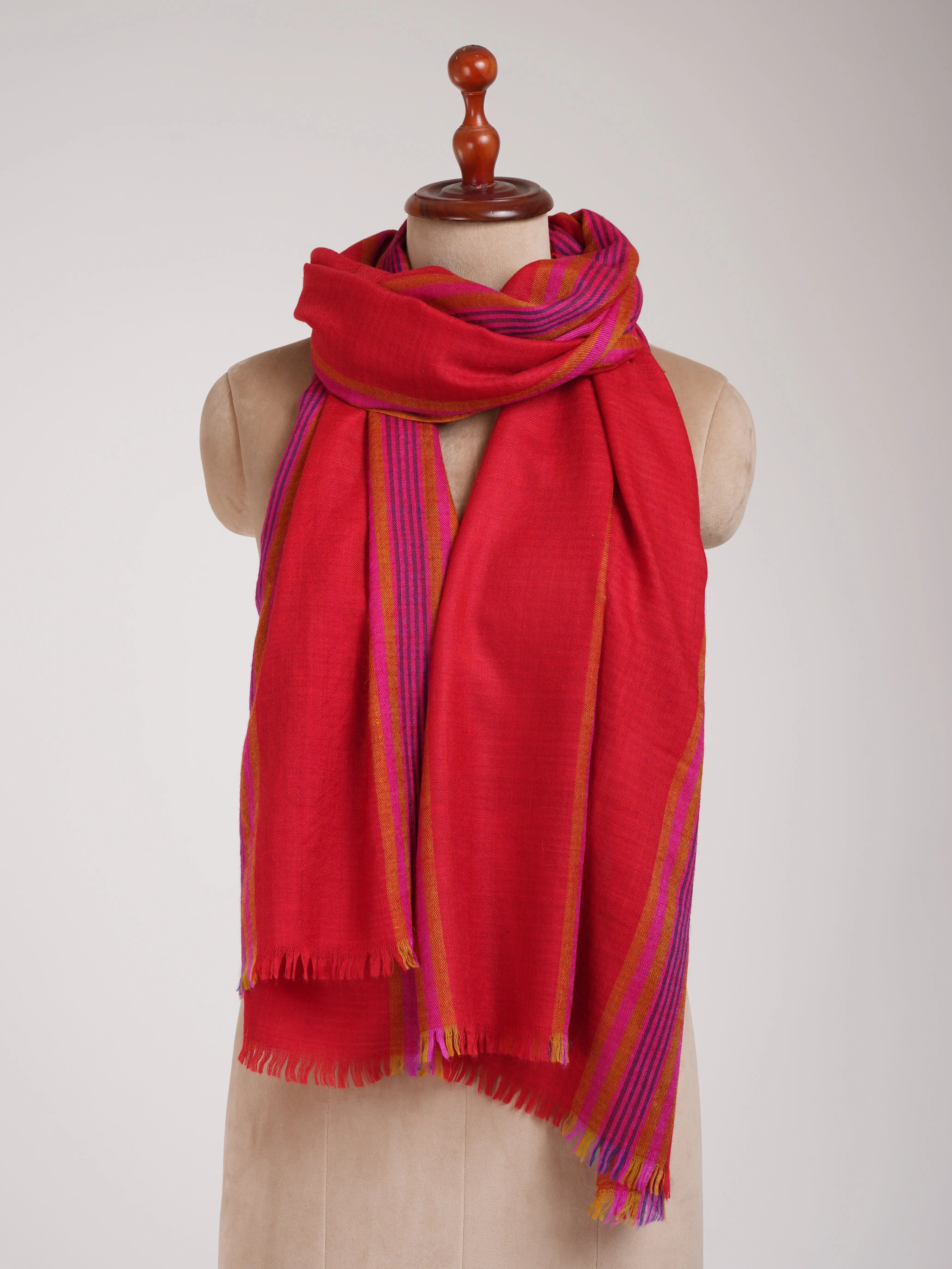 Red Contemporary Featherlight Cashmere Scarf Shahkaar