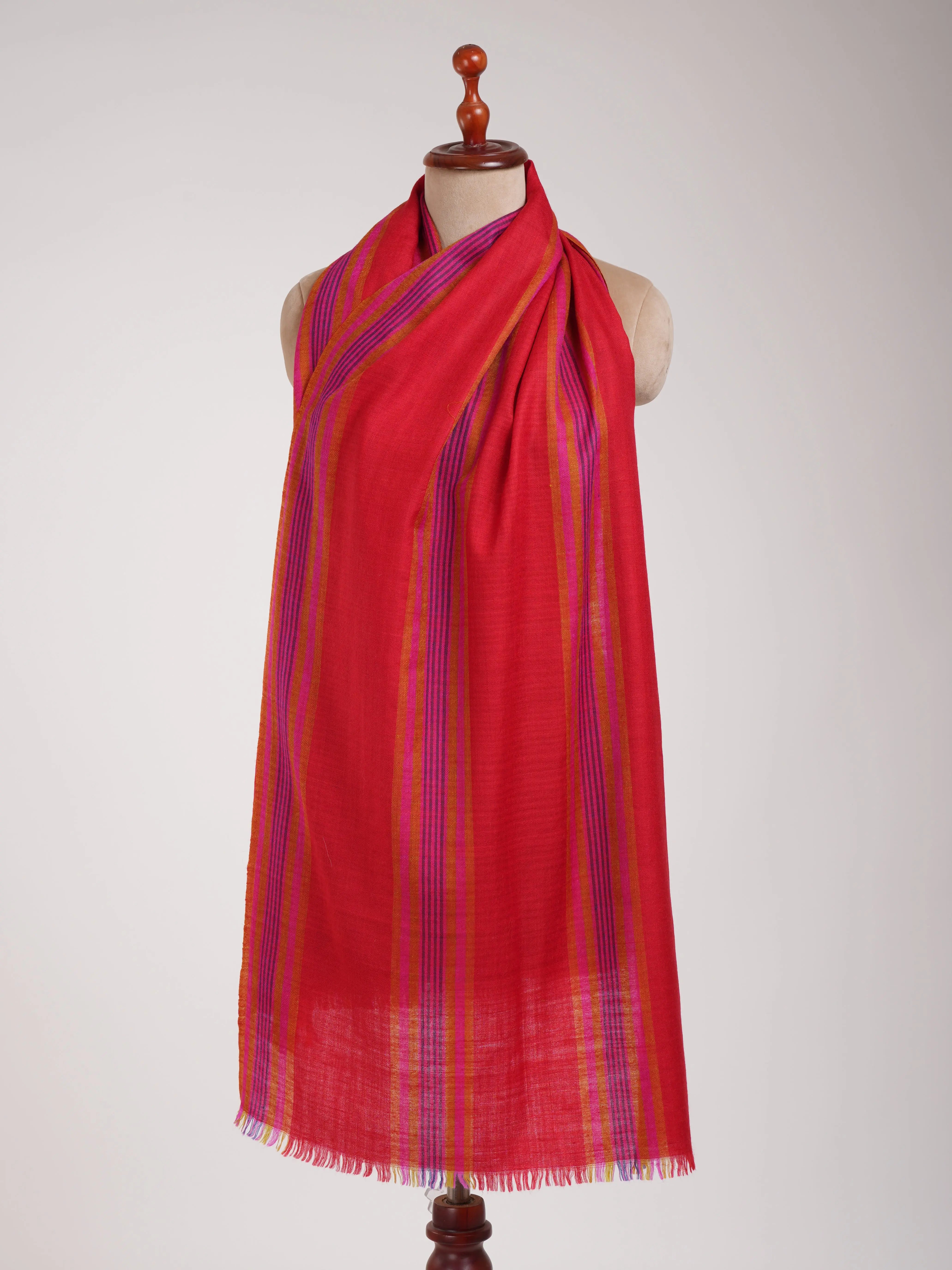 Red Contemporary Featherlight Cashmere Scarf Shahkaar