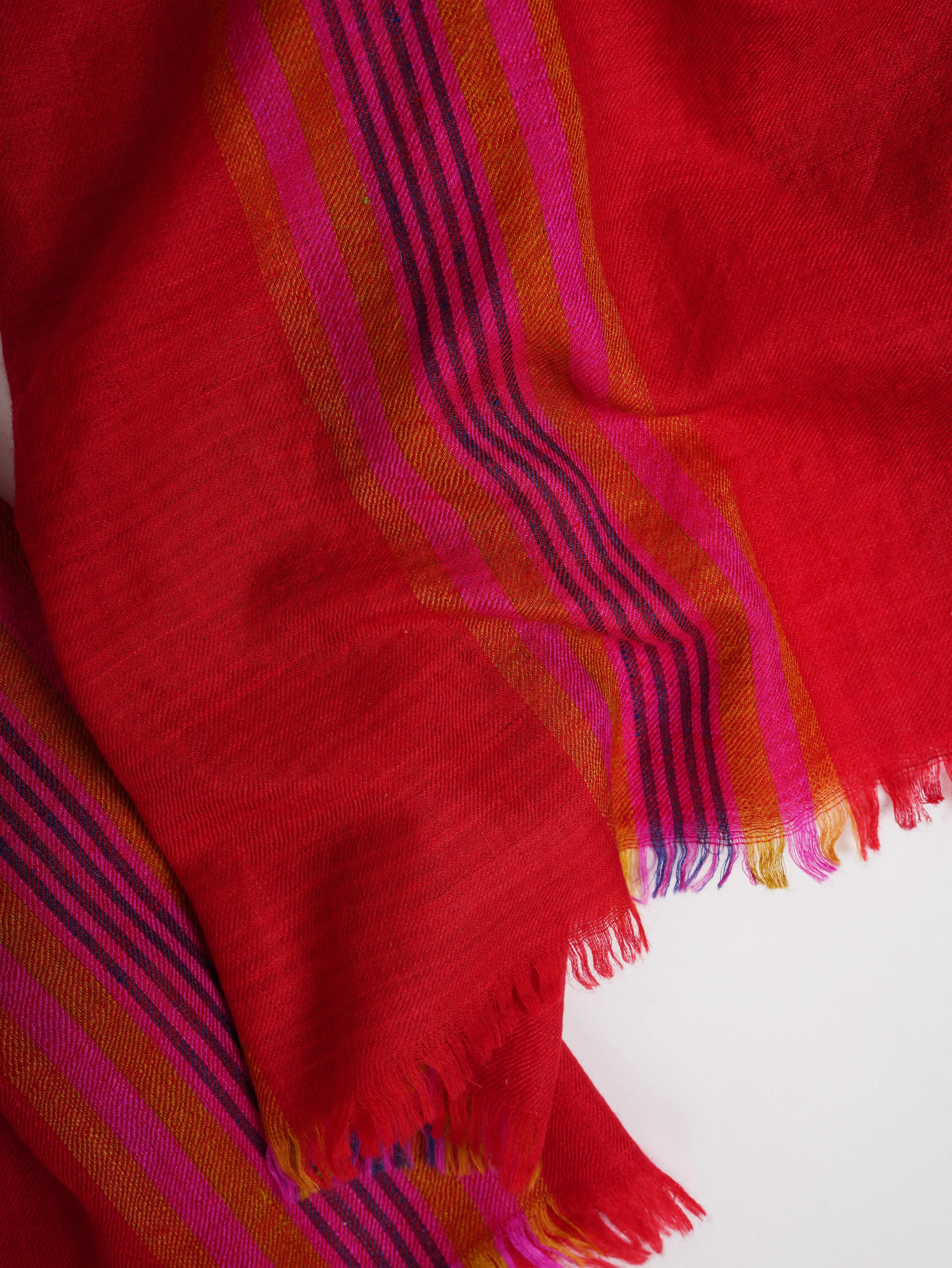 Red Contemporary Featherlight Cashmere Scarf Shahkaar