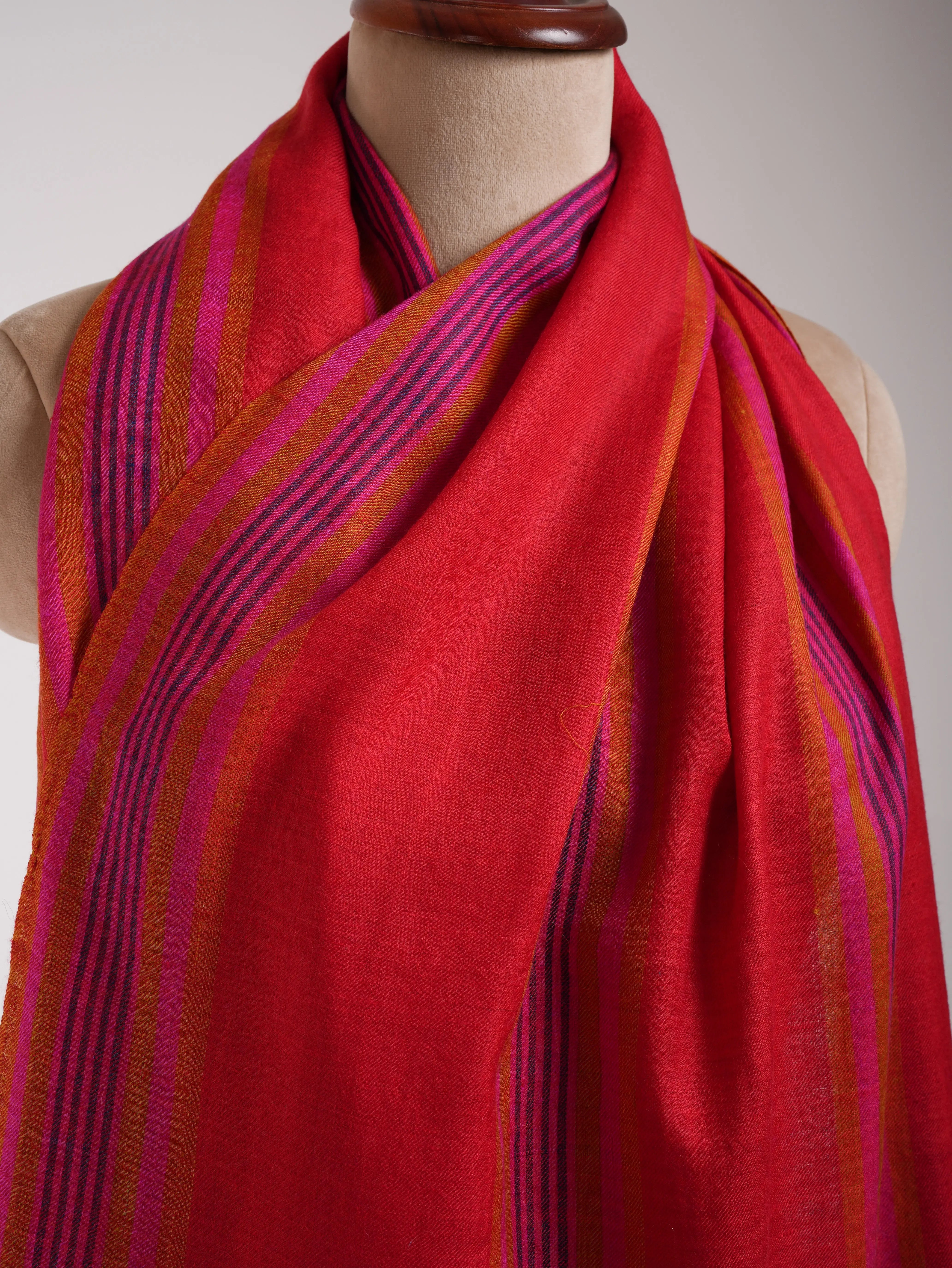 Red Contemporary Featherlight Cashmere Scarf Shahkaar