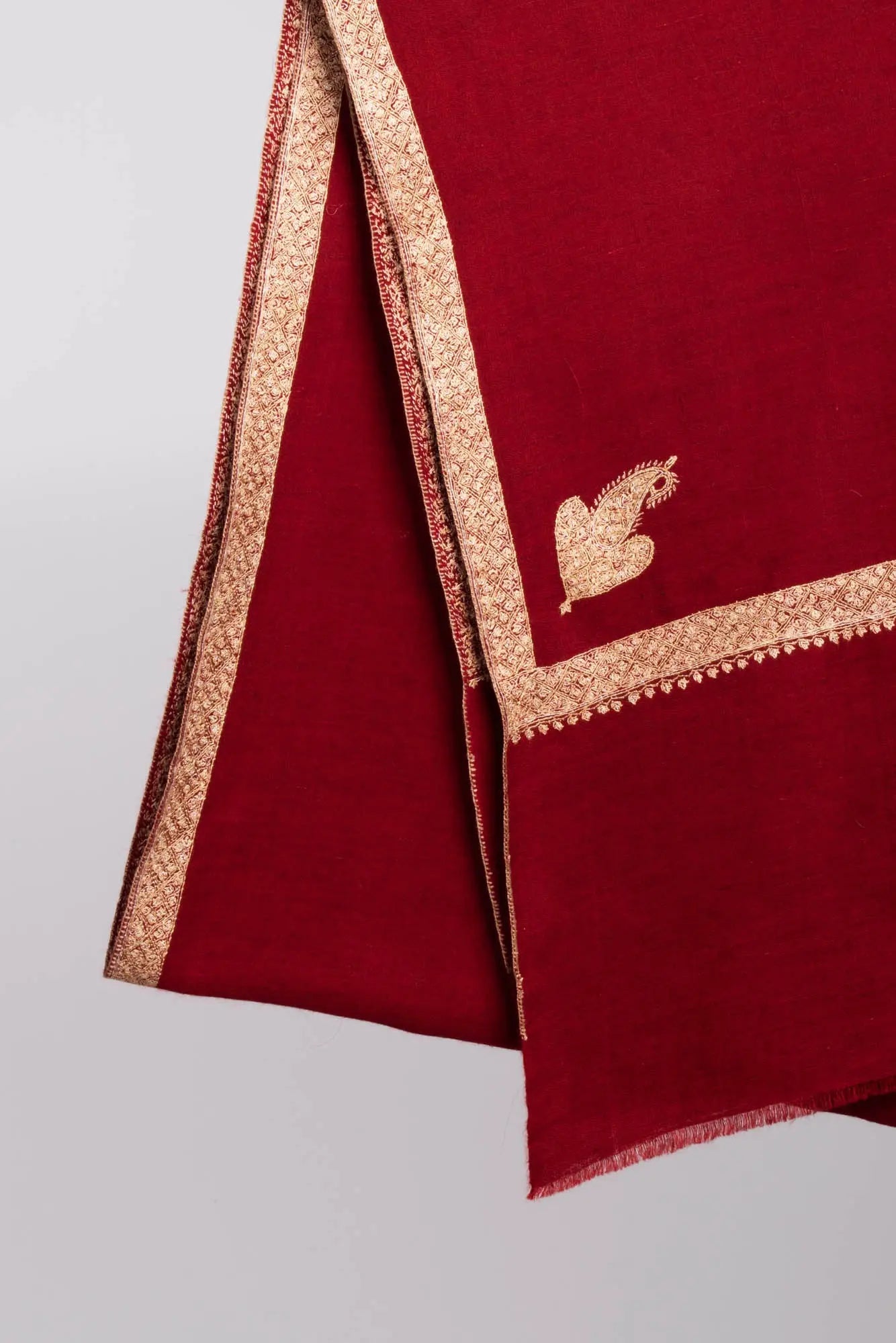 Red Hashia Bridal Cashmere Scarf Shahkaar