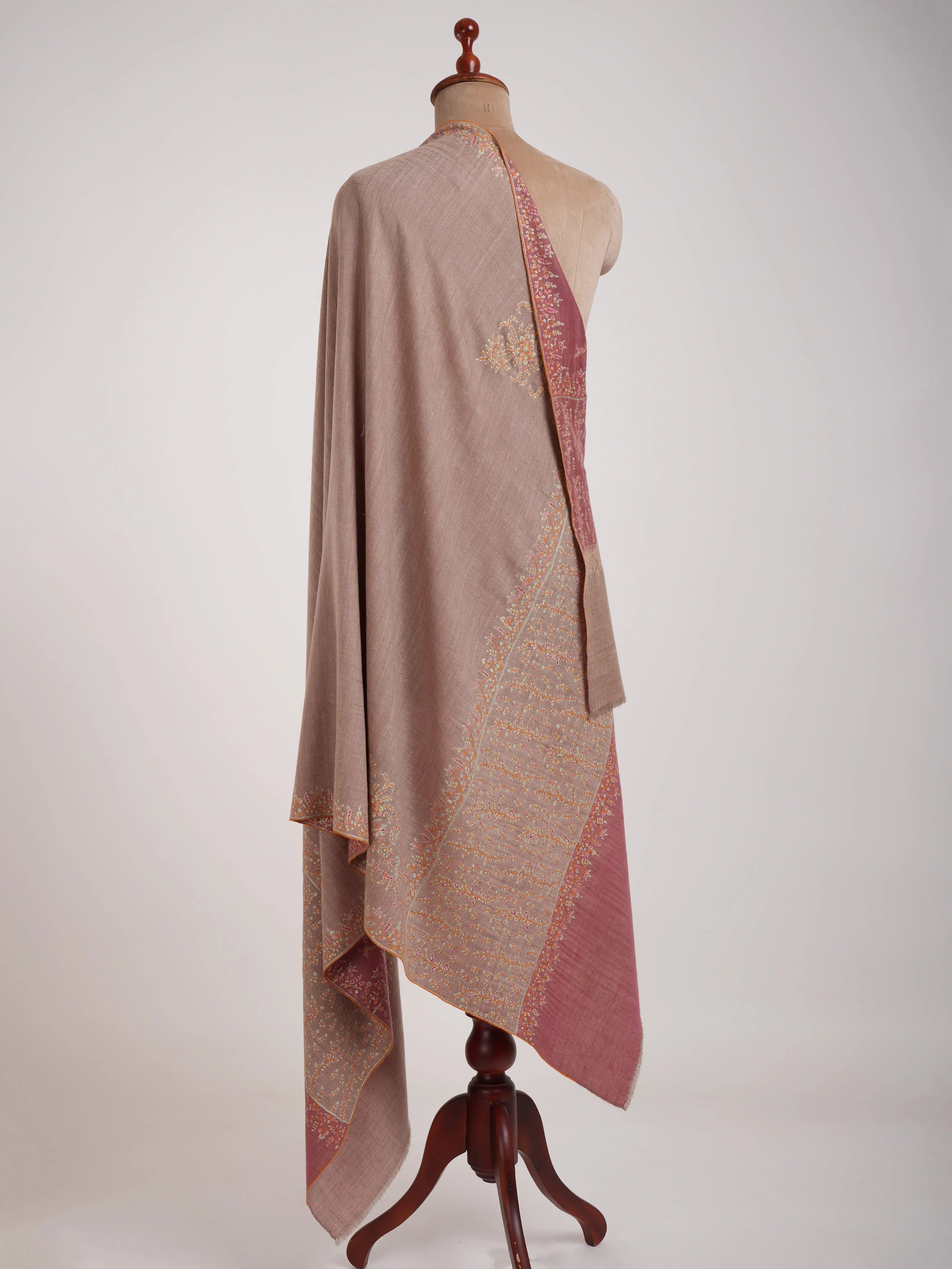 Reversible Hand Embroidered Authentic Pashmina Shawl Shahkaar