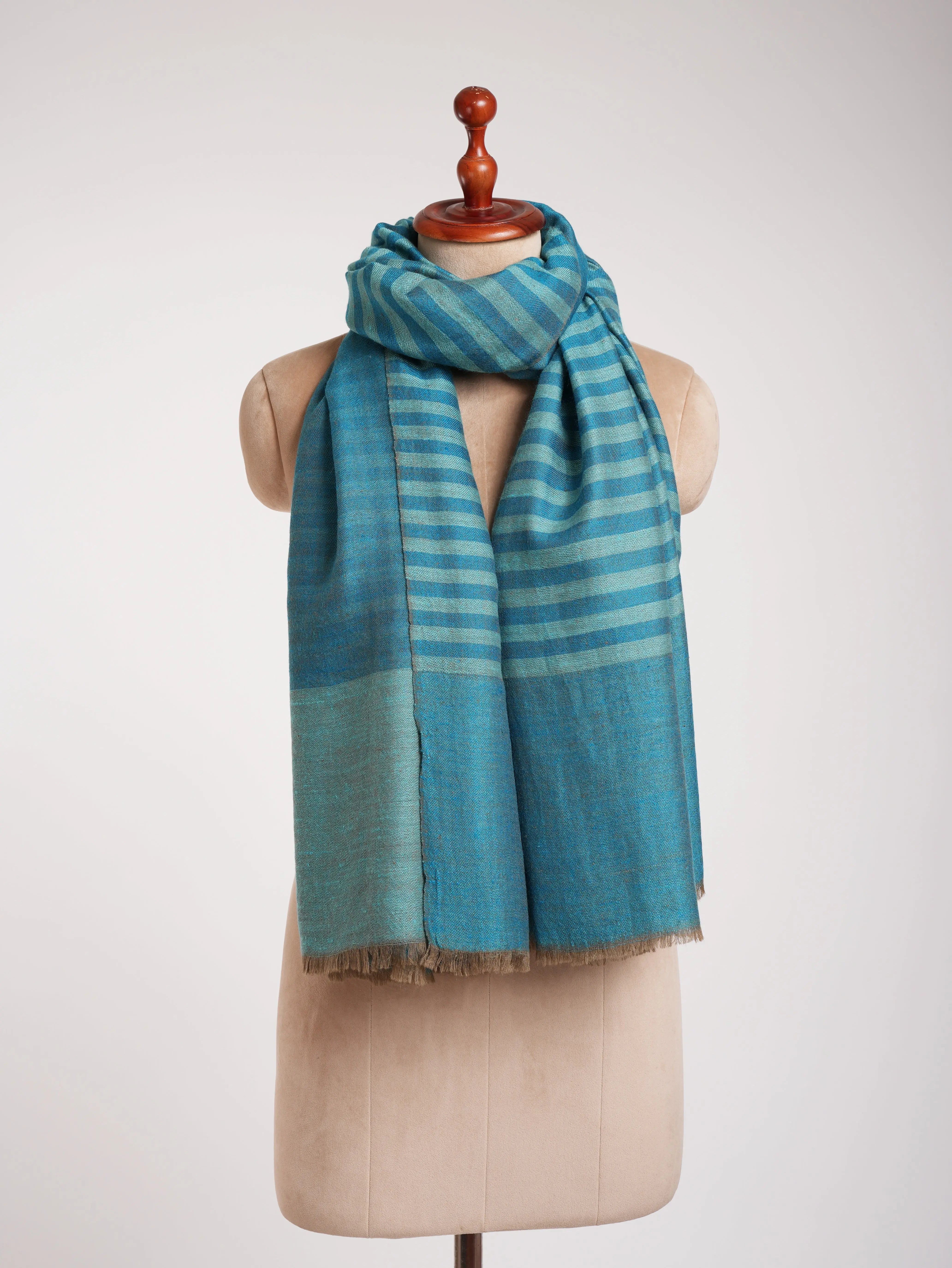 Reversible Turquoise Artistic Pashmina Wrap Shahkaar