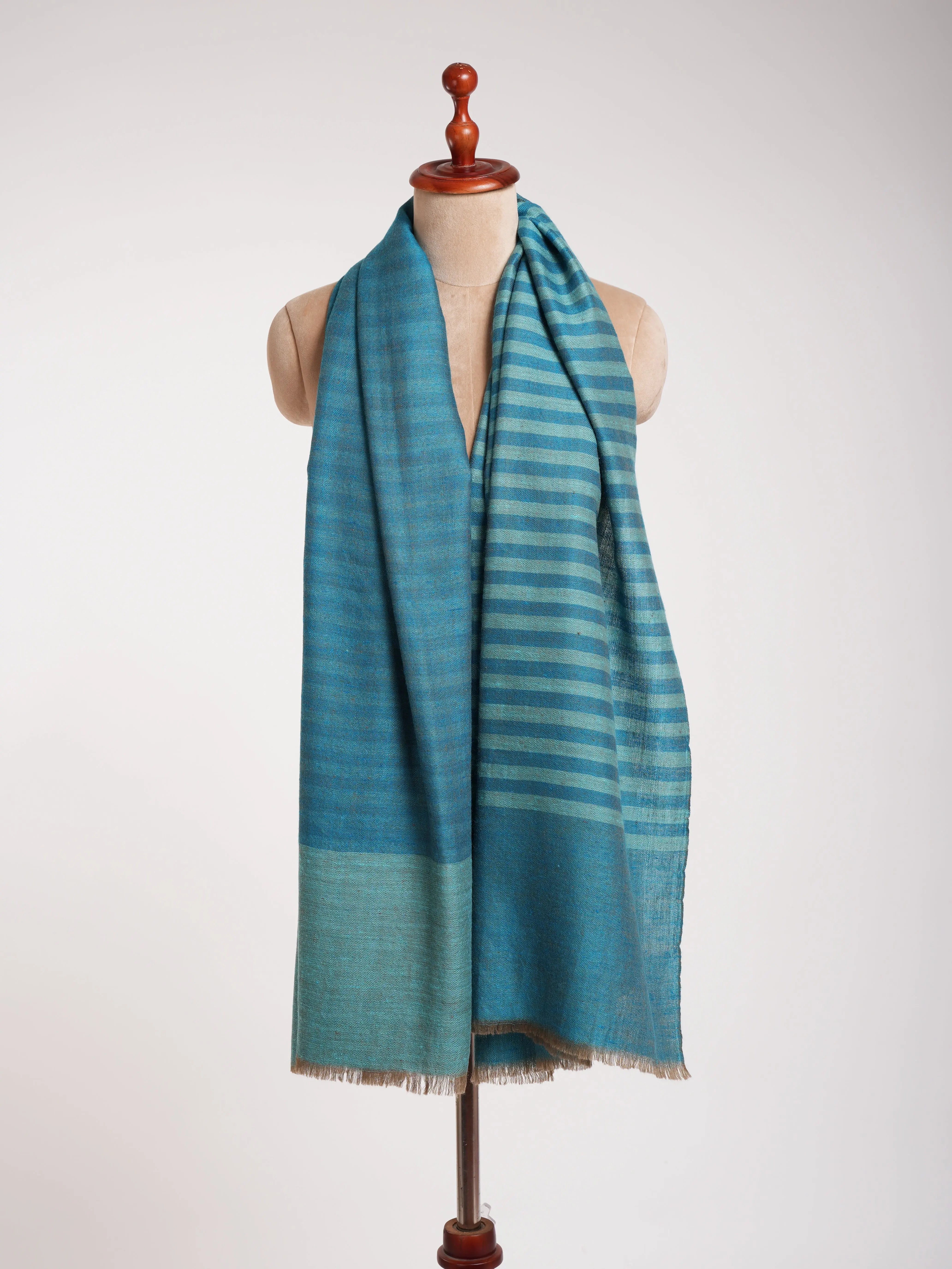Reversible Turquoise Artistic Pashmina Wrap Shahkaar