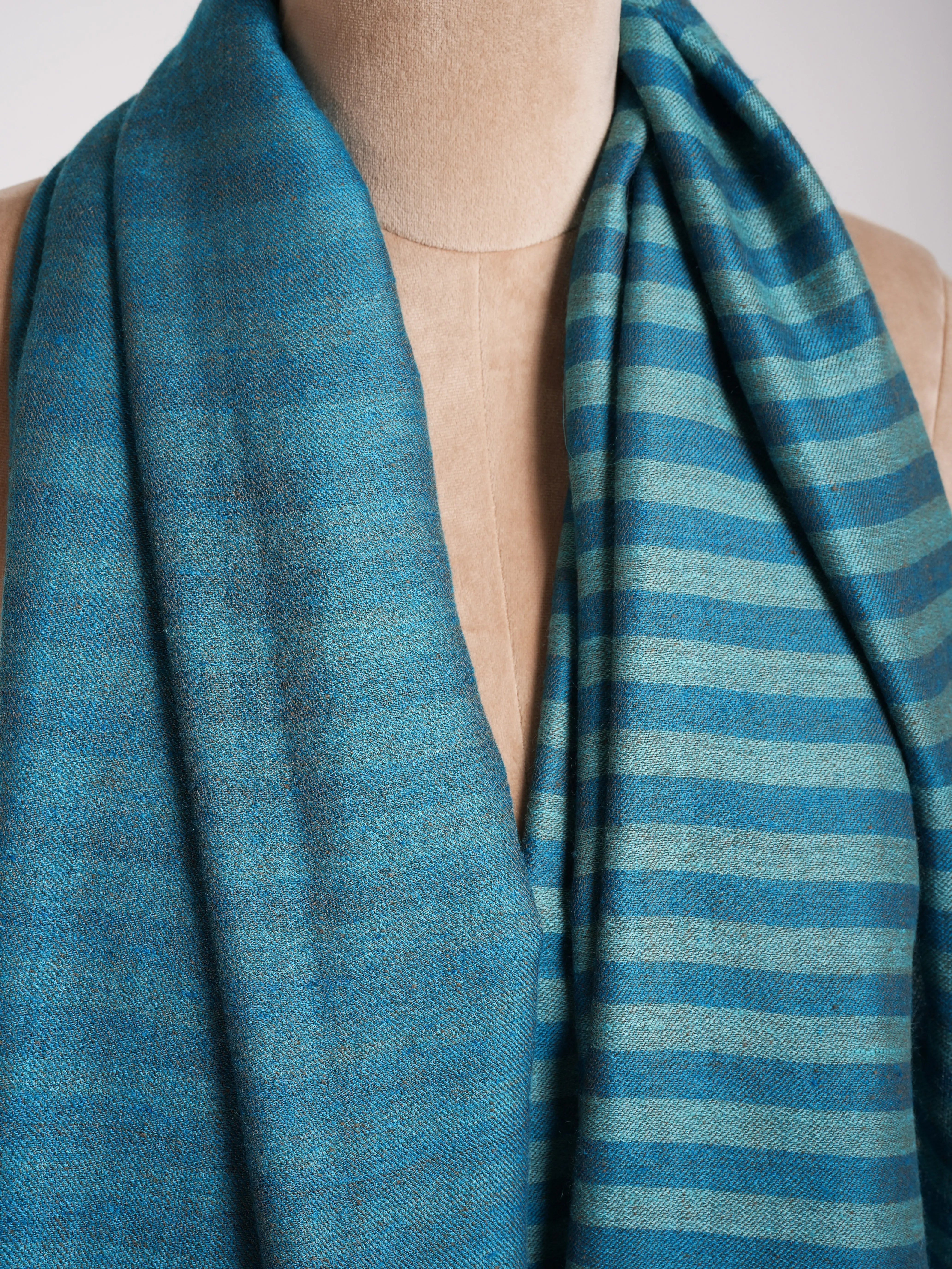 Reversible Turquoise Artistic Pashmina Wrap Shahkaar