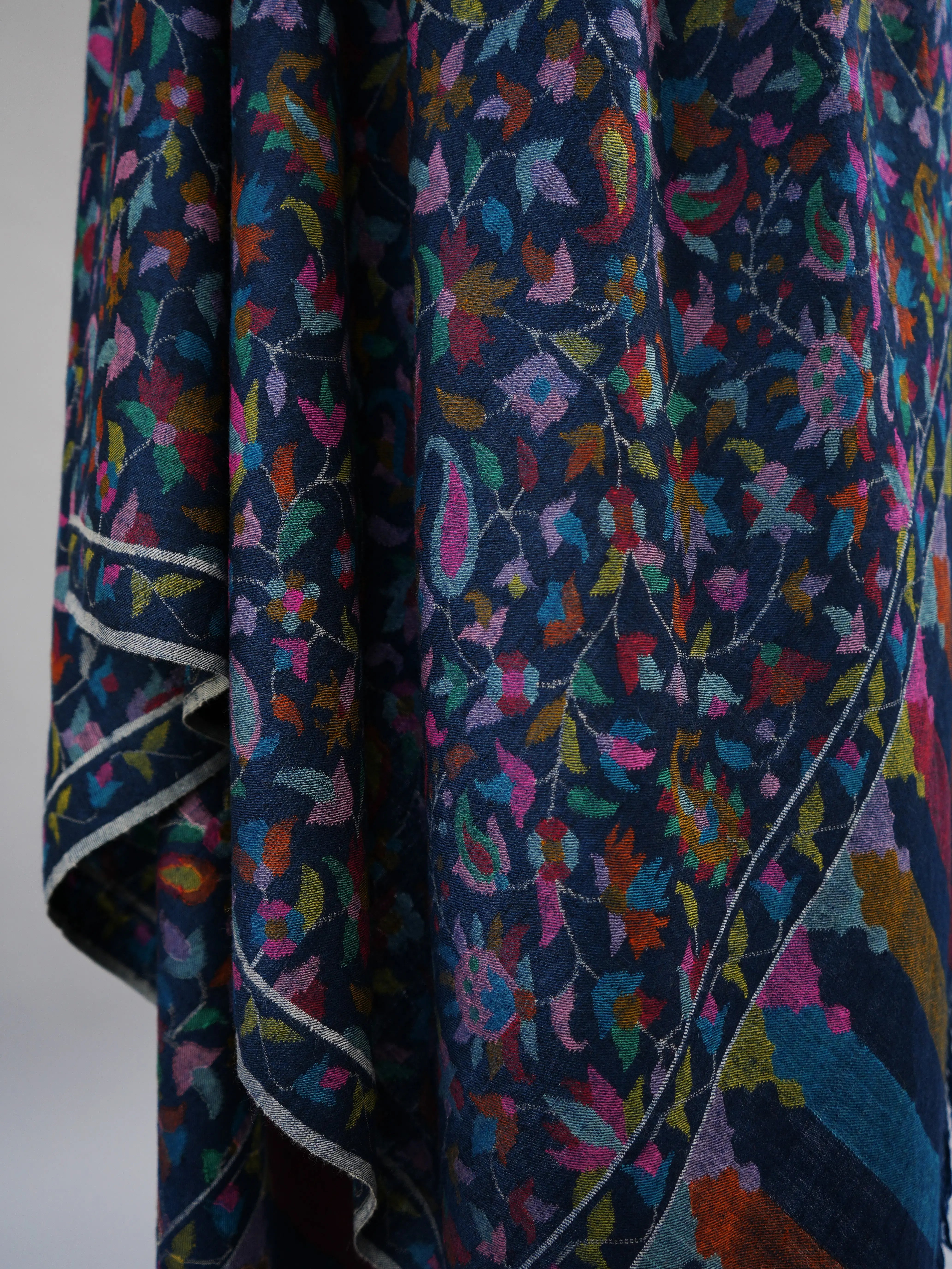 Royal Blue Kani Weave Certified Cashmere Shawl Shahkaar