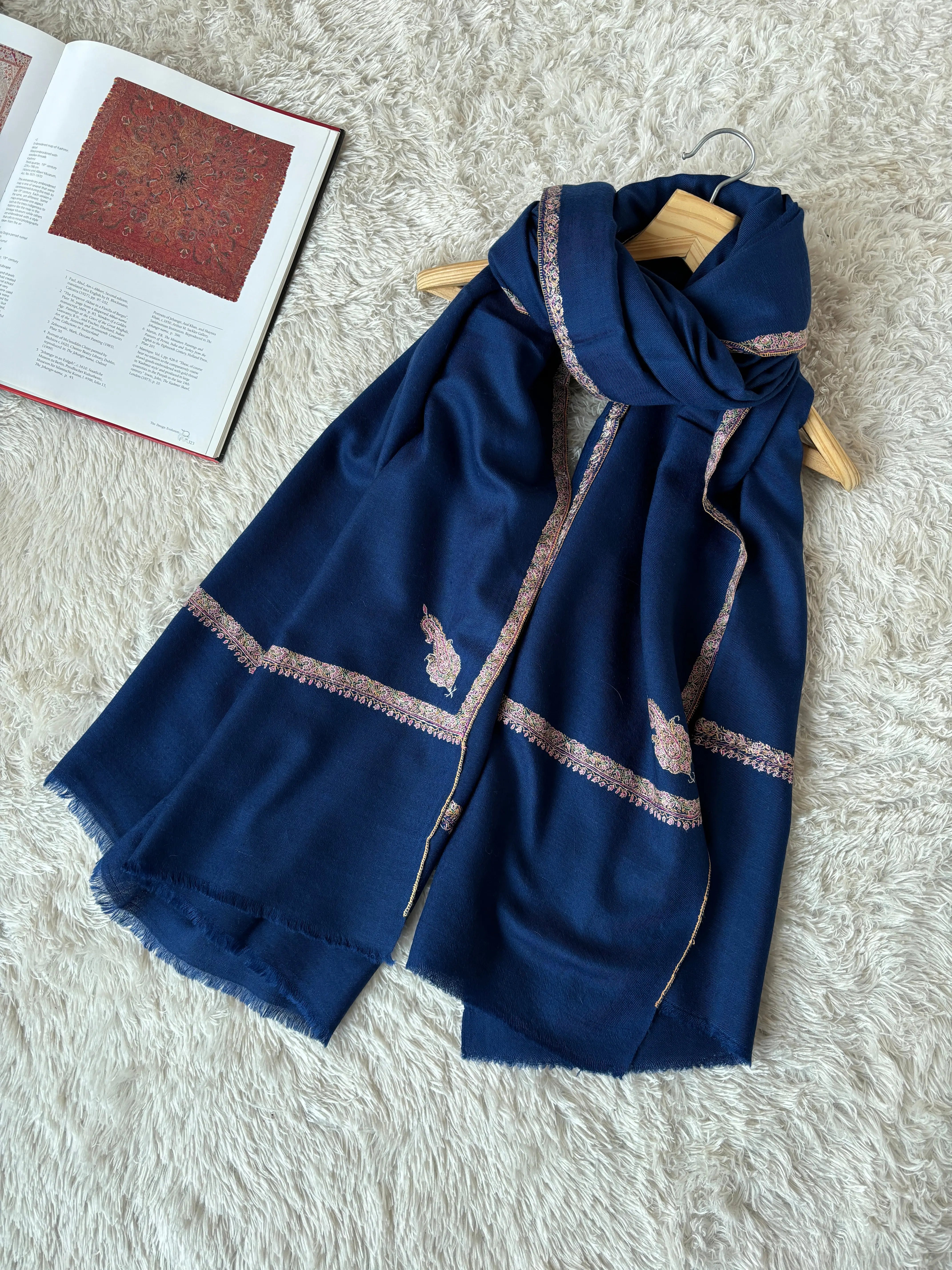 Royal Blue Kashmiri Pashmina Shawl - SHUMAIL Shahkaar