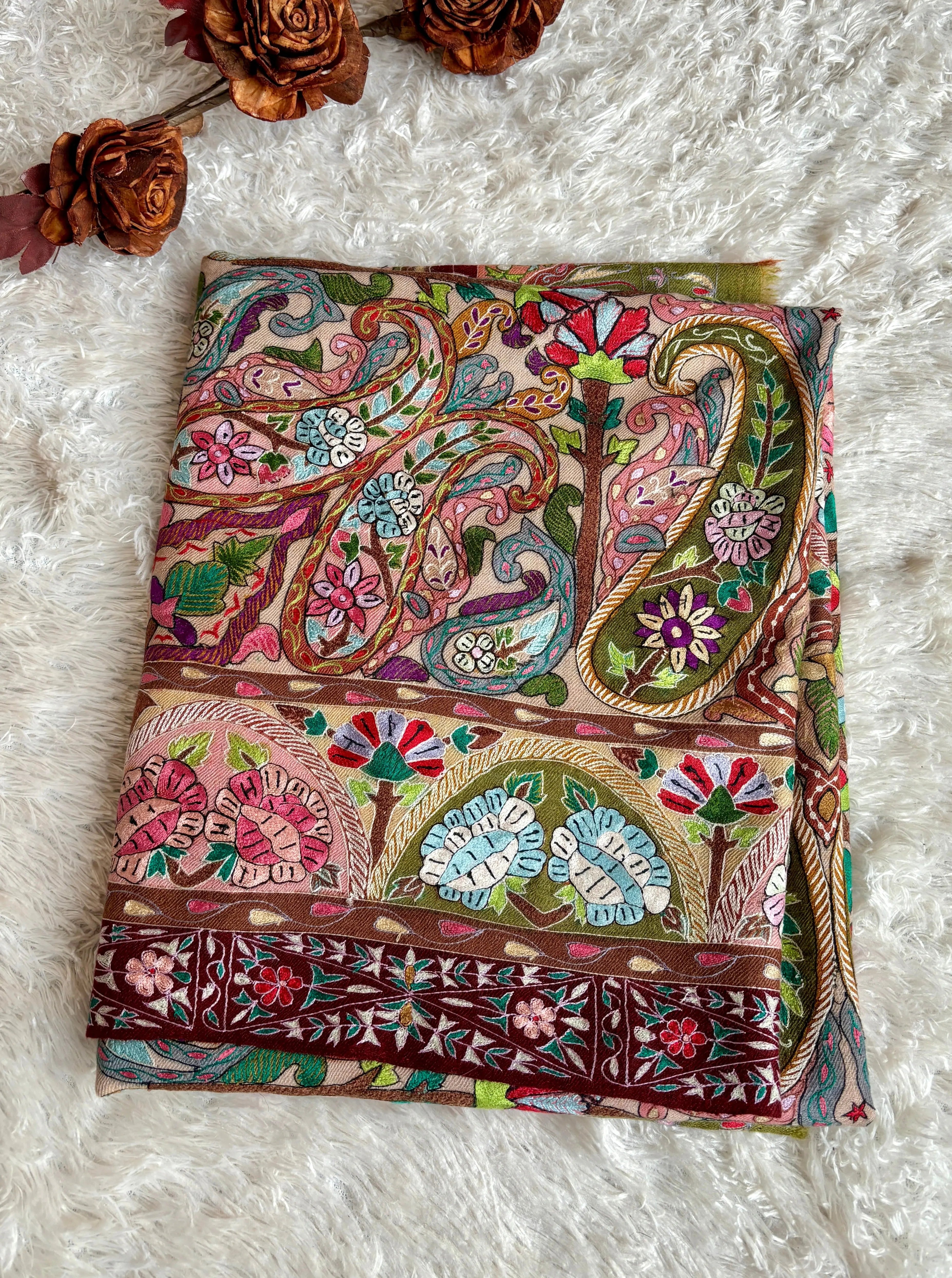 Royal Kalamkari Artistic Work Pashmina - ALBANS Shahkaar