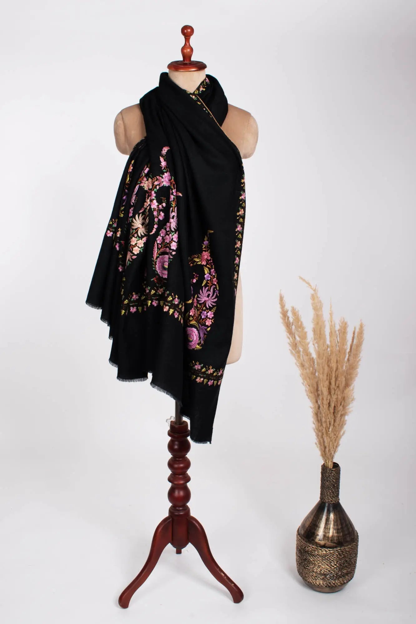 Royal Paisley Black Kashmiri Pashmina Shawl - CORONADO Shahkaar