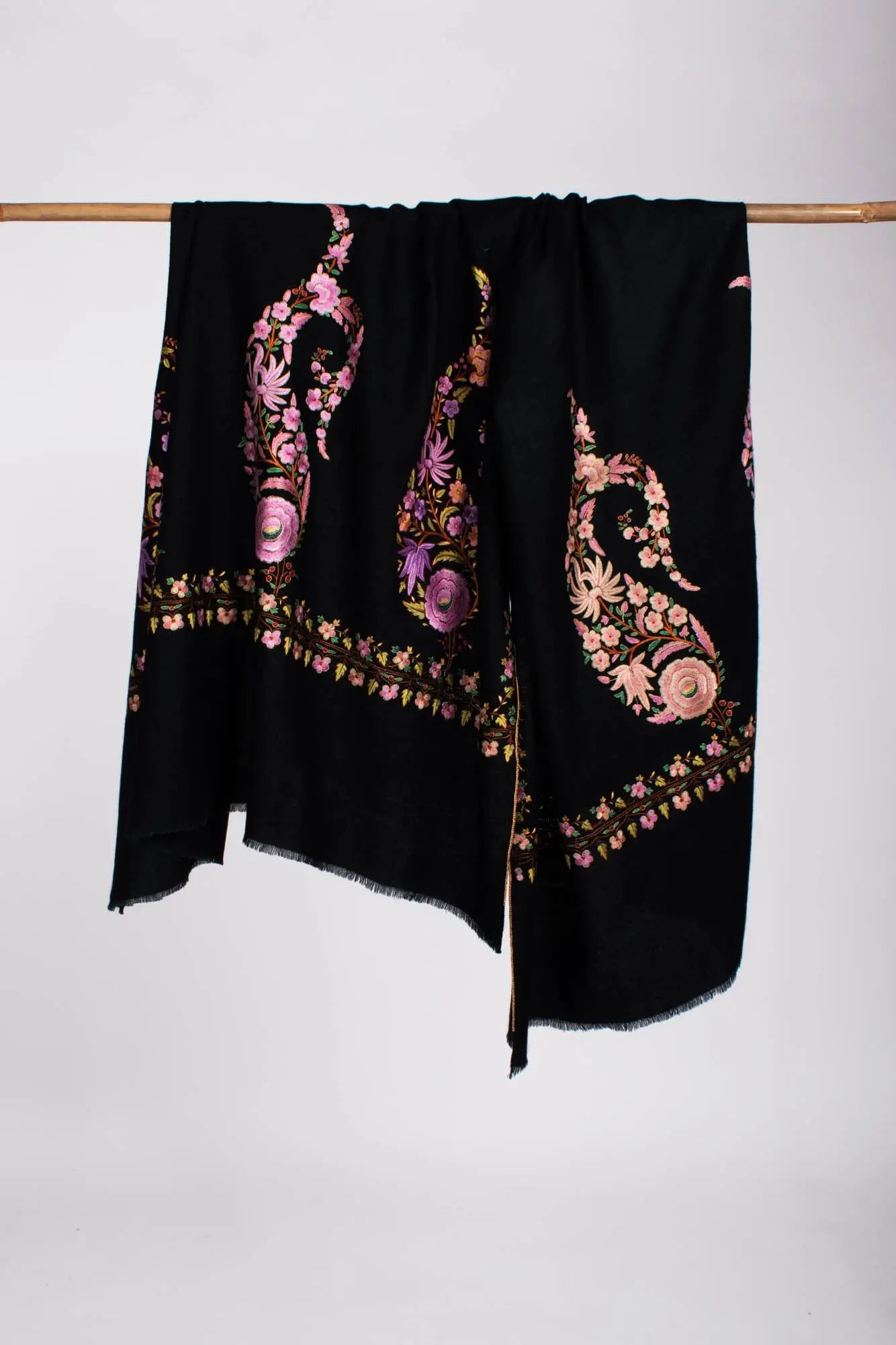Royal Paisley Black Kashmiri Pashmina Shawl - CORONADO Shahkaar