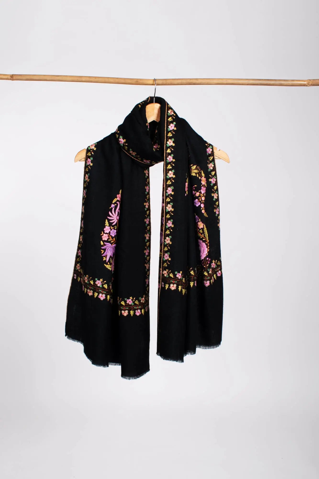 Royal Paisley Black Kashmiri Pashmina Shawl - CORONADO Shahkaar