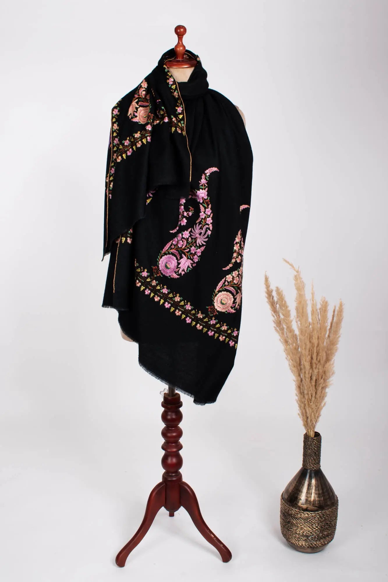 Royal Paisley Black Kashmiri Pashmina Shawl - CORONADO Shahkaar