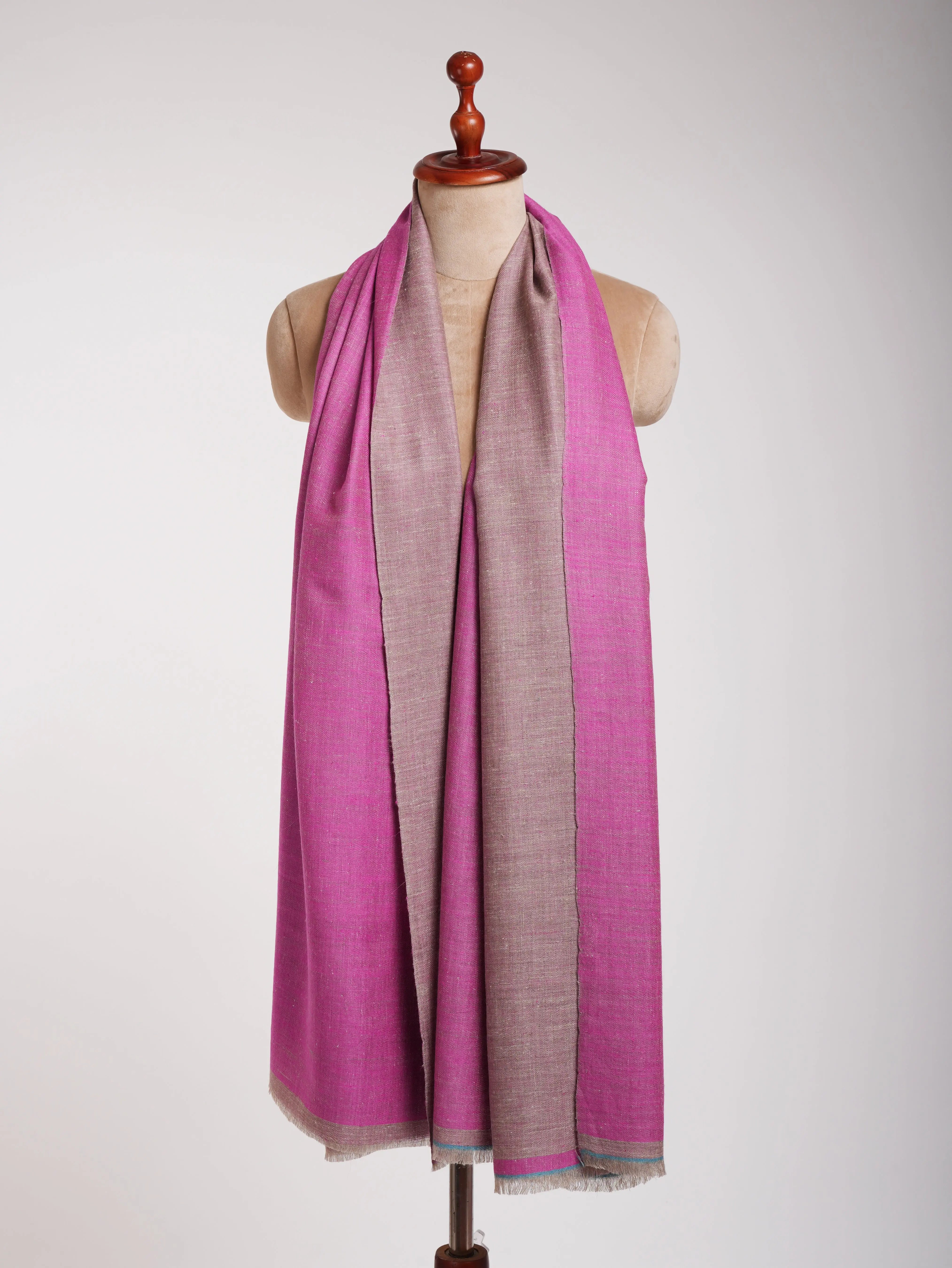Shocking Pink and Grey Dual Shade Pashmina Shawl Shahkaar