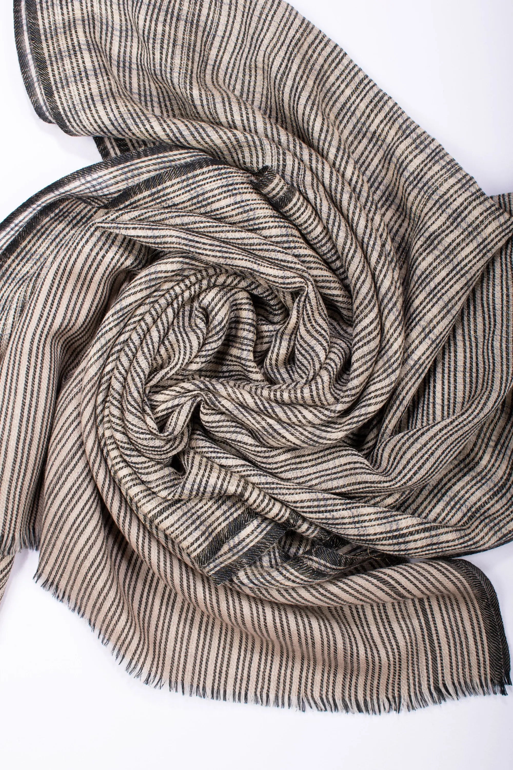 Small Stripes Pashmina Wraps, Stylish Cashmere Scarves, Slow Fashion, Boho Clothing, Gifting Ideas, Super Soft Shawls, 28x80" - LORETTA Shahkaar