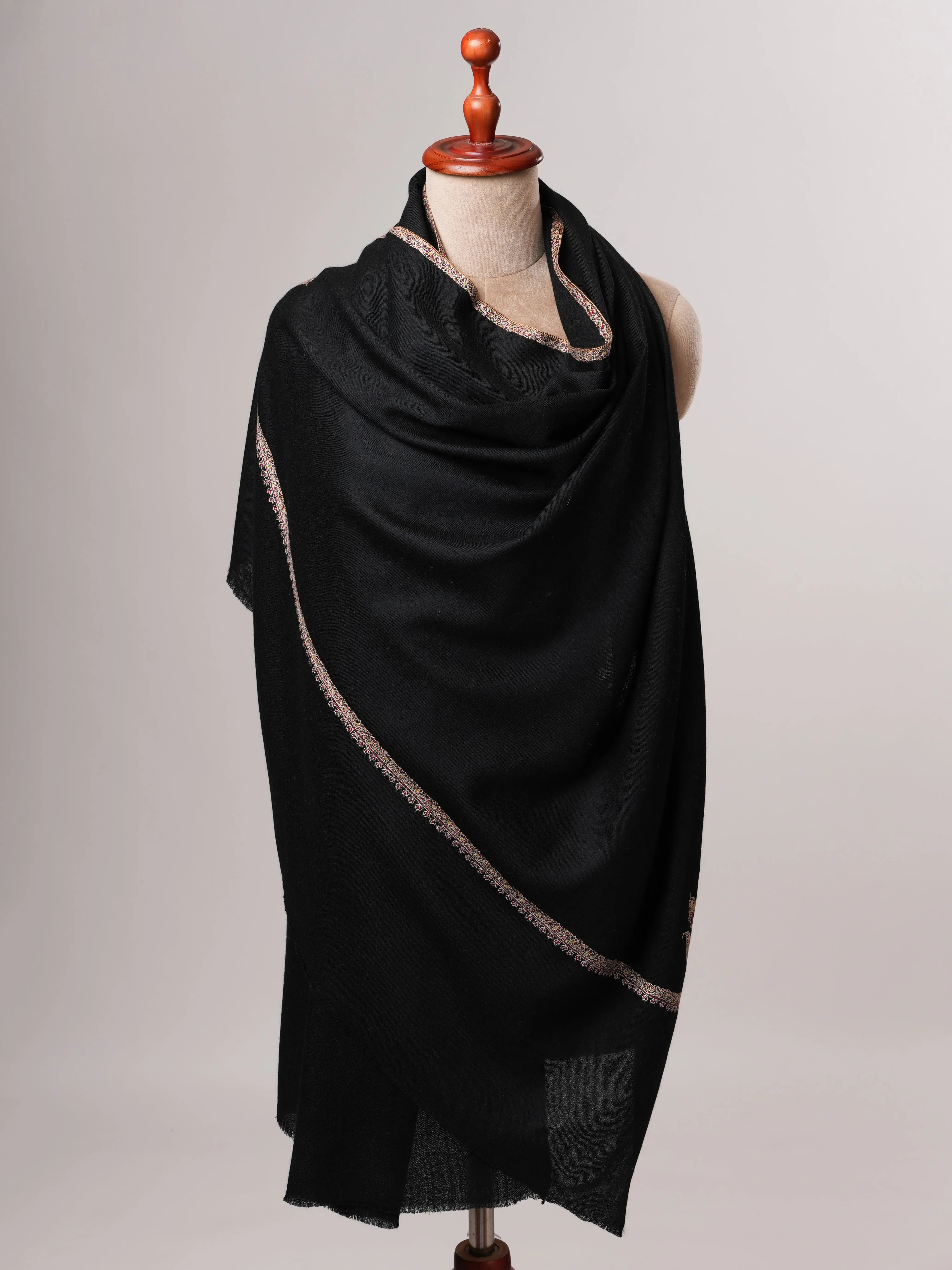 Soft Kashmiri Cashmere Scarf Featuring Fine Bail Handwork Shahkaar