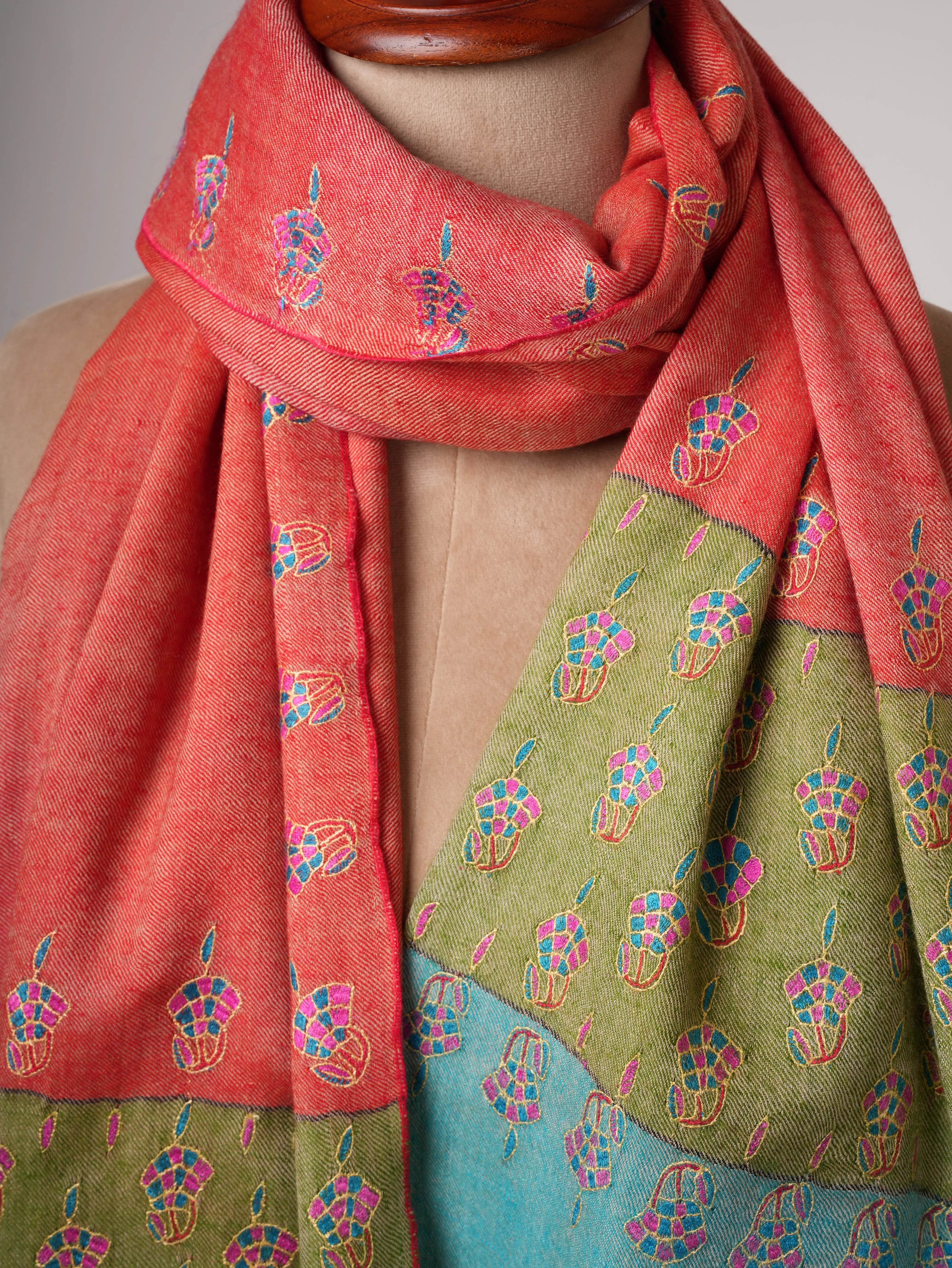 Soft and Luxurious Hand Embroidered Pashmina Shawl – Timeless Kashmiri Elegance Shahkaar