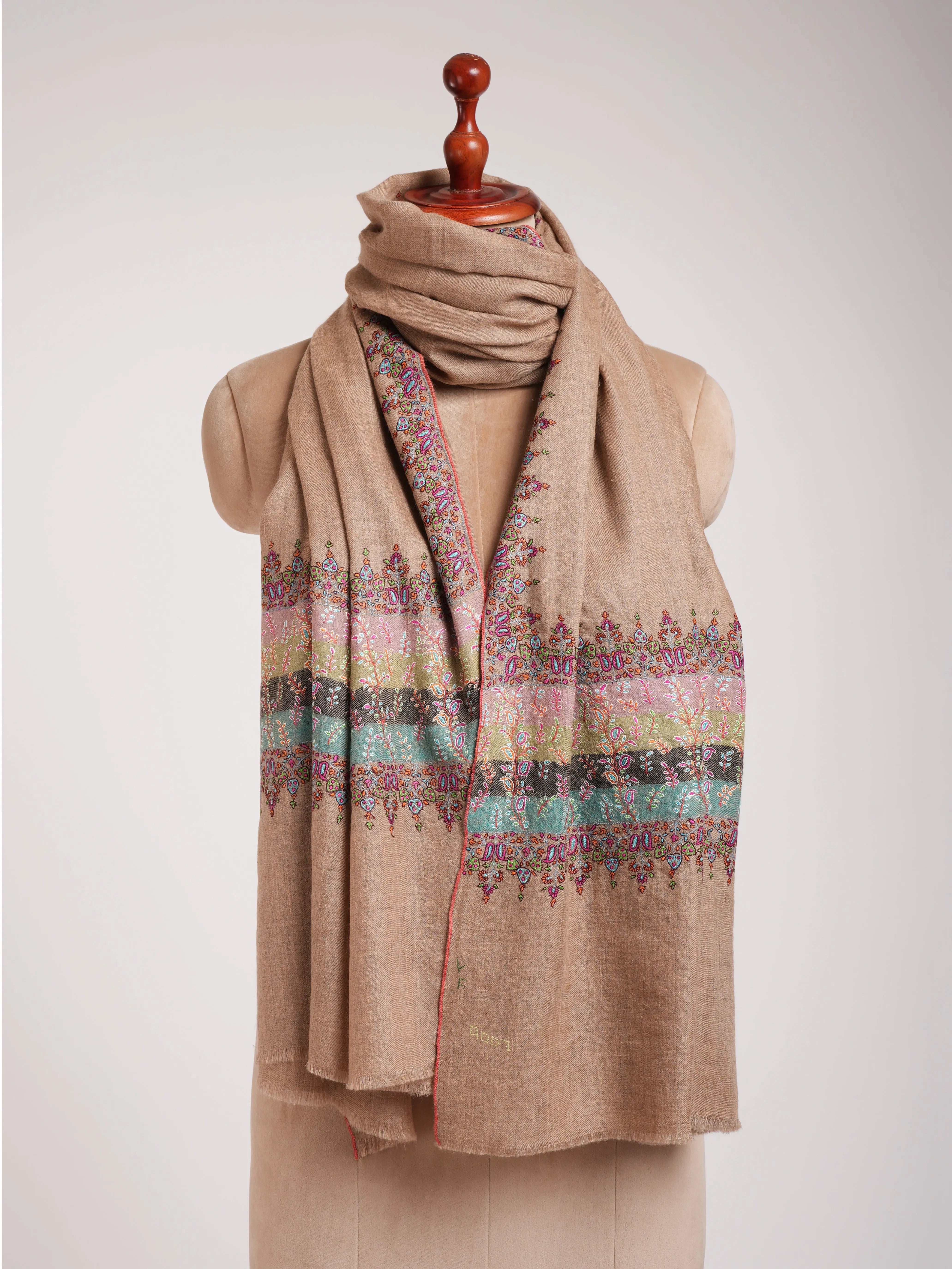 Sozni Embroidered Cashmere Pashmina Shawl Shahkaar