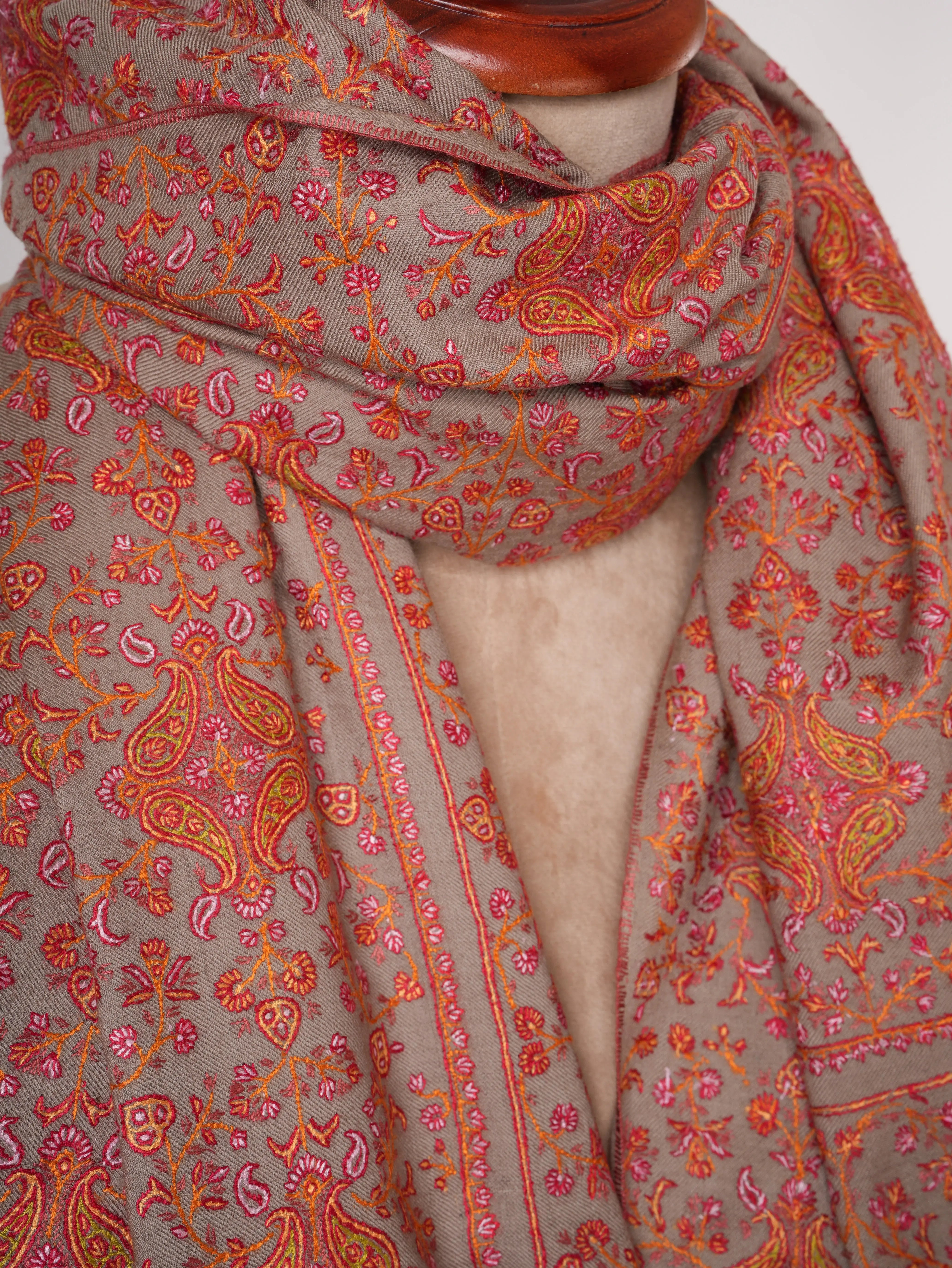 Sozni Embroidery Pashmina Shawl | Authentic Handwoven Kashmiri Cashmere Shahkaar