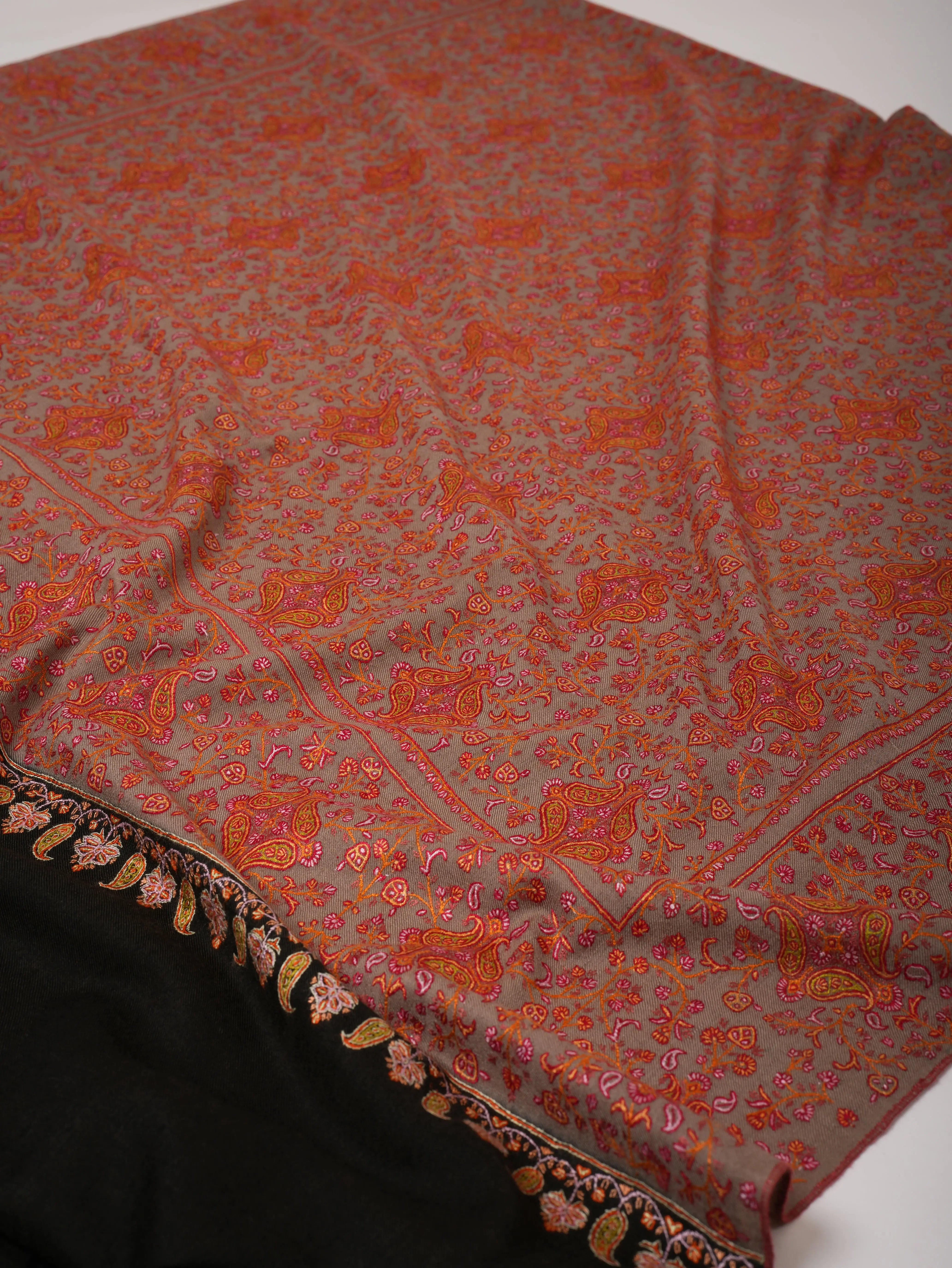 Sozni Embroidery Pashmina Shawl | Authentic Handwoven Kashmiri Cashmere Shahkaar