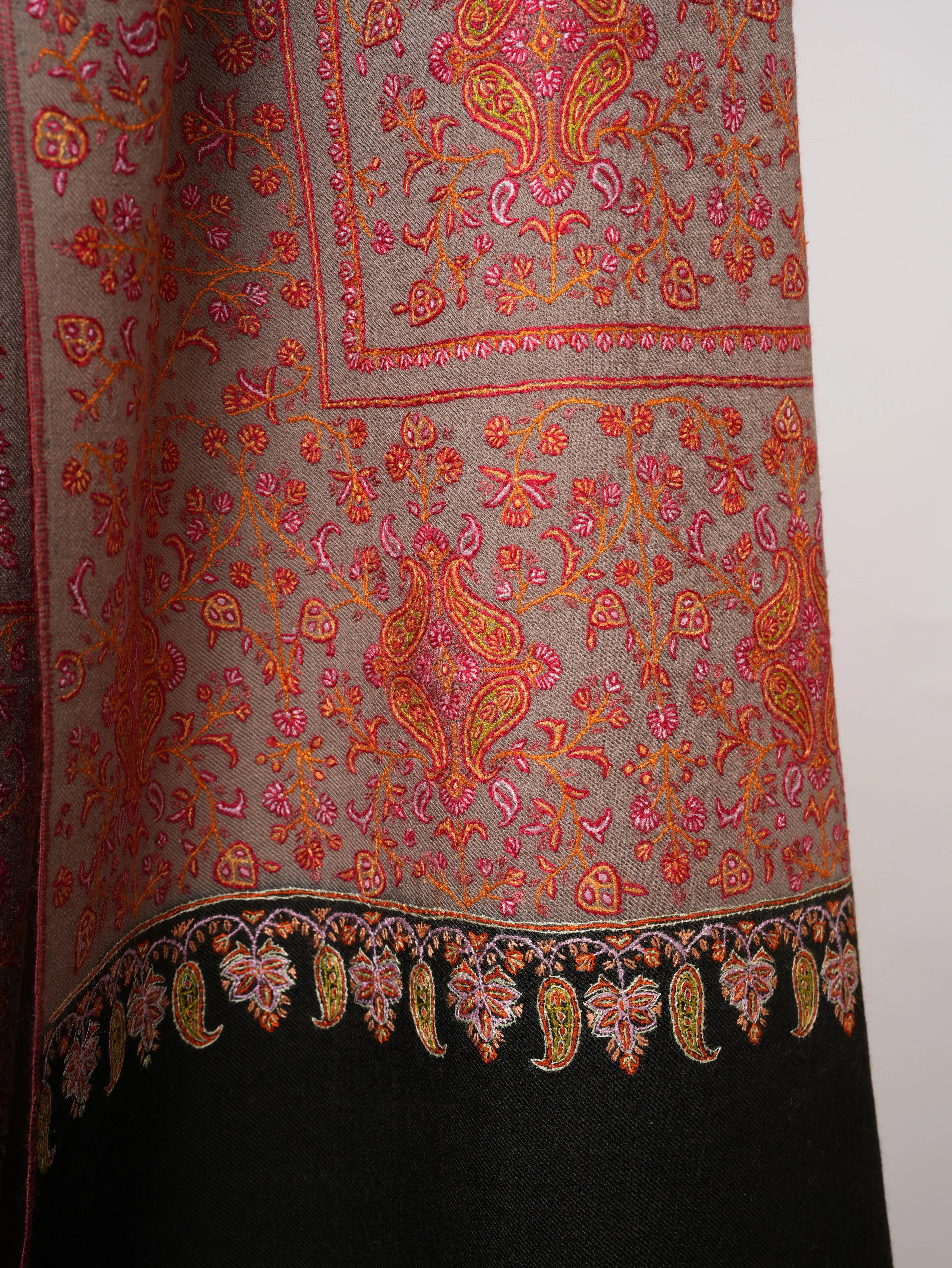 Sozni Embroidery Pashmina Shawl | Authentic Handwoven Kashmiri Cashmere Shahkaar