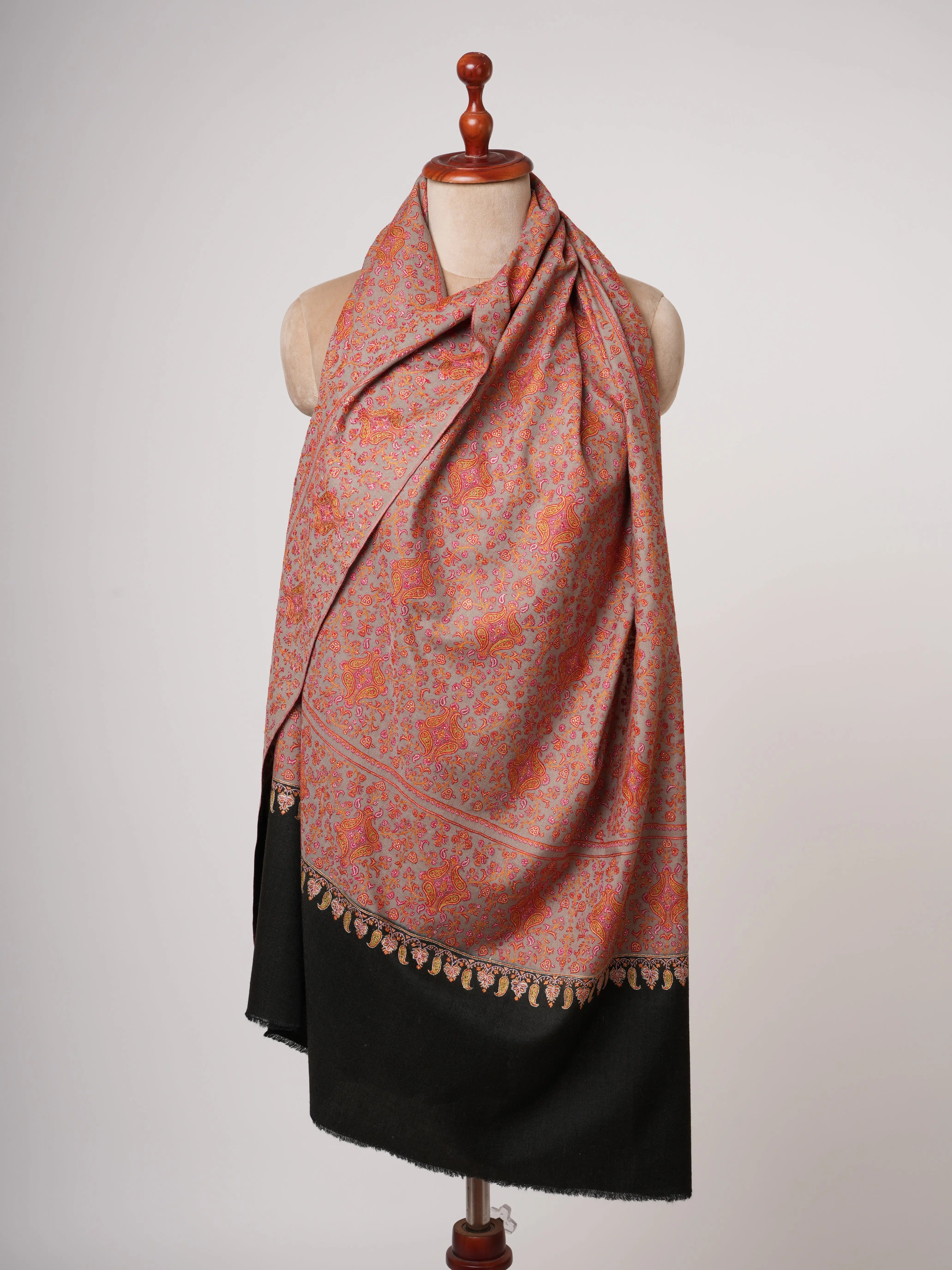 Sozni Embroidery Pashmina Shawl | Authentic Handwoven Kashmiri Cashmere Shahkaar