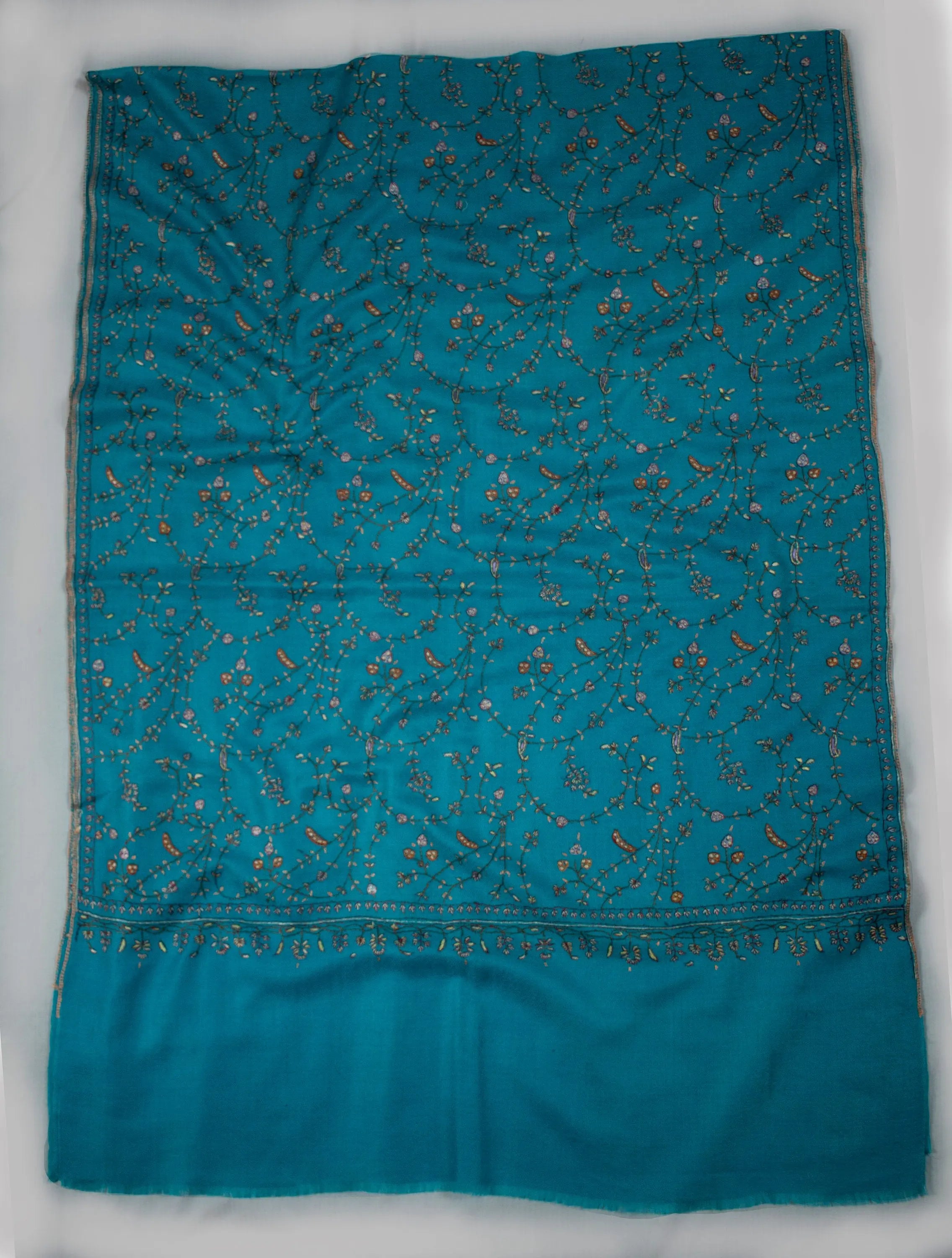 Sozni Pure Pashmina/Cashmere Scarf Wrap Jali, Handwoven on Hand loom & Hand Embroided in Kashmir, Luxury, Masterpiece, King of Wool Shahkaar