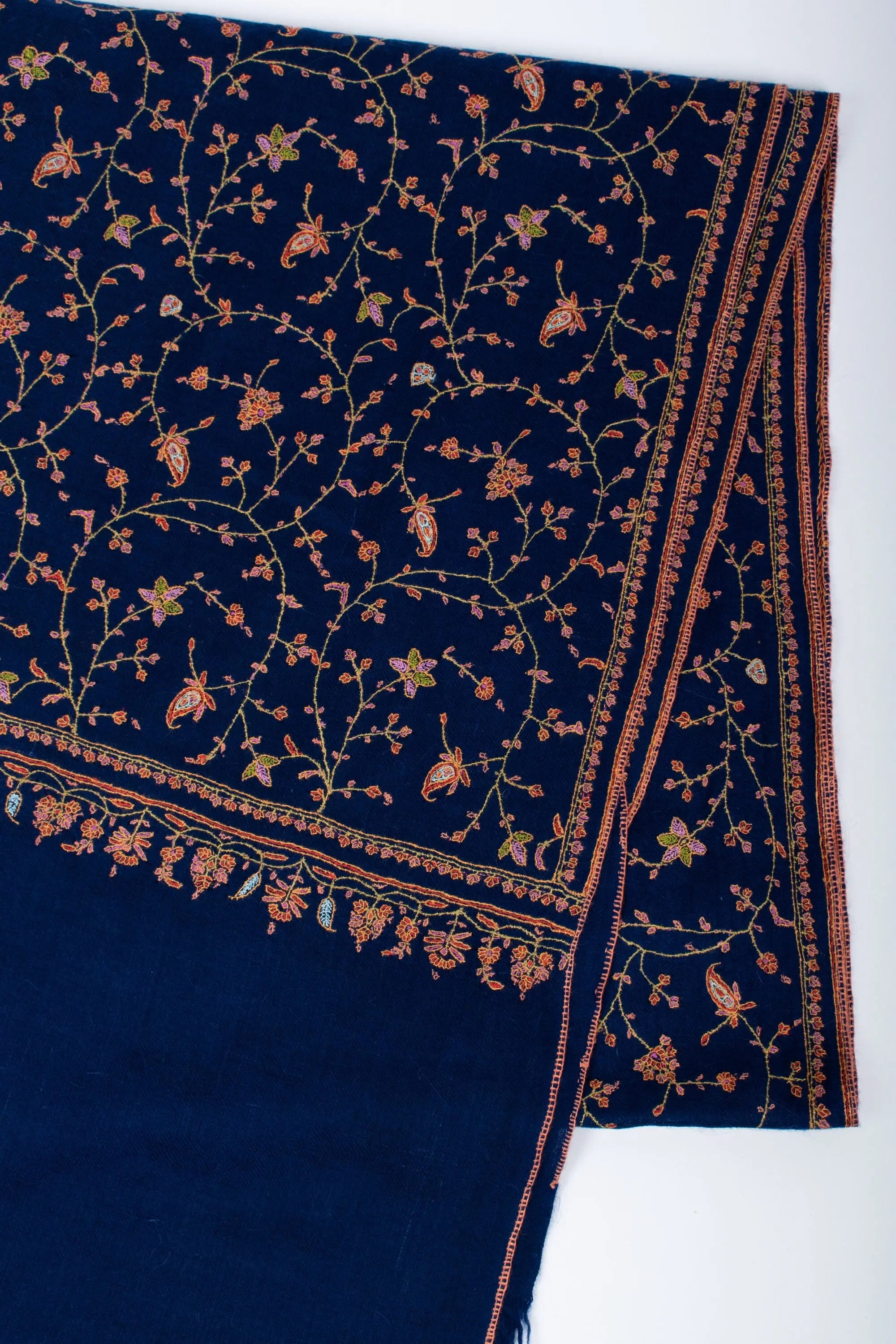 Special Cashmere Pashmina Scarf, Pure Cashmere Shawls, Blue Scarves, Handmade Wrap, Original Kashmiri Scarf, 28x80" - EMBER Shahkaar