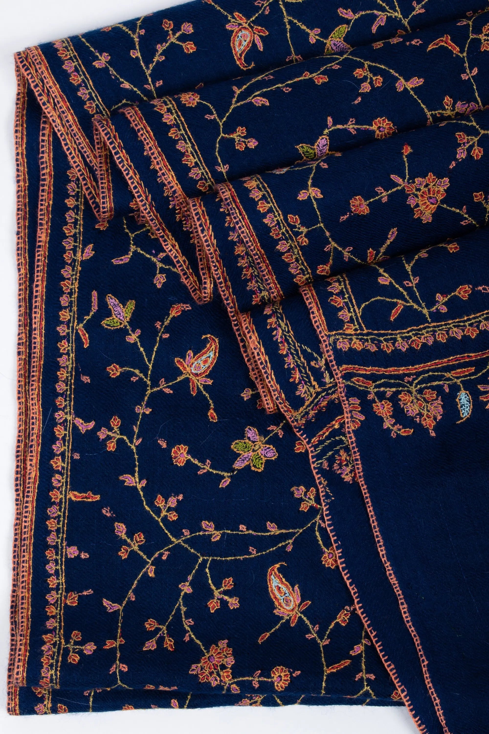 Special Cashmere Pashmina Scarf, Pure Cashmere Shawls, Blue Scarves, Handmade Wrap, Original Kashmiri Scarf, 28x80" - EMBER Shahkaar