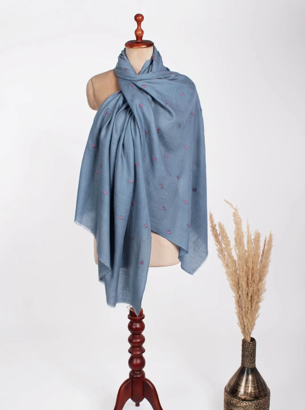 Star Collection Blue Cashmere Scarf - SEARCY Shahkaar