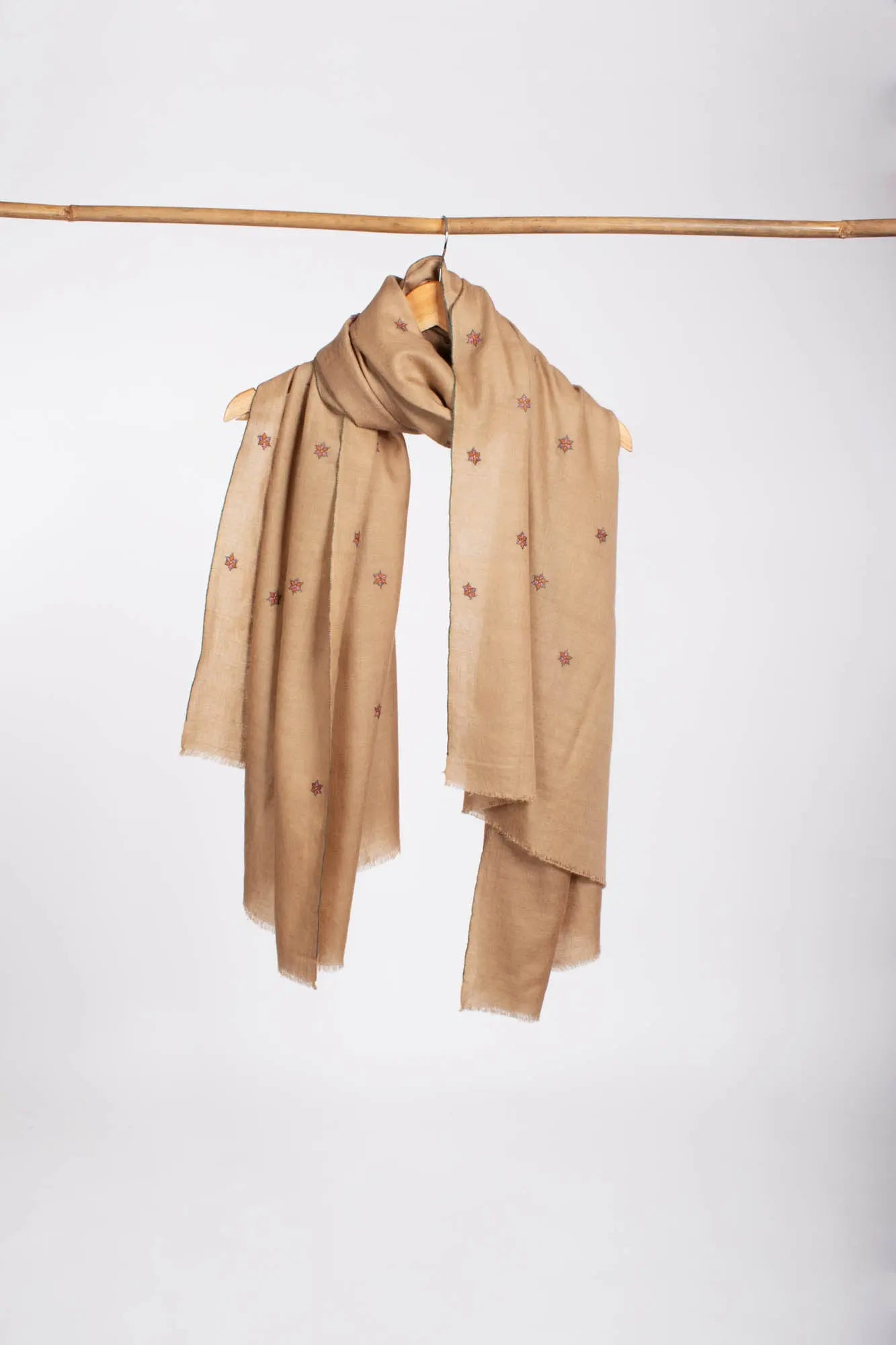 Star Embroidered Pashmina Shawl with a Minimalist Touch - BARSTOW Shahkaar