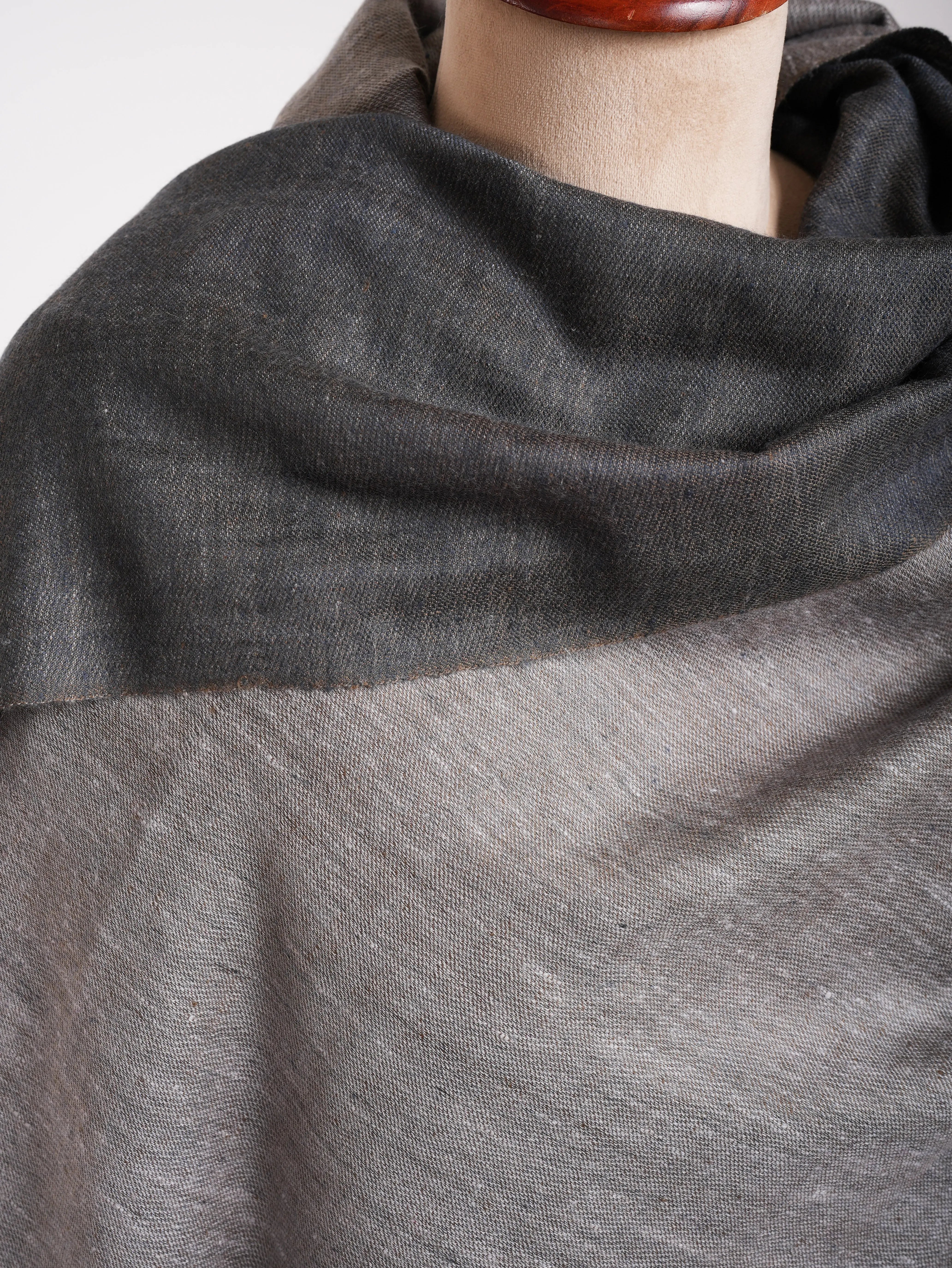 Steel Grey and Ivory Dorukha Oversized Pashmina Shawl Shahkaar
