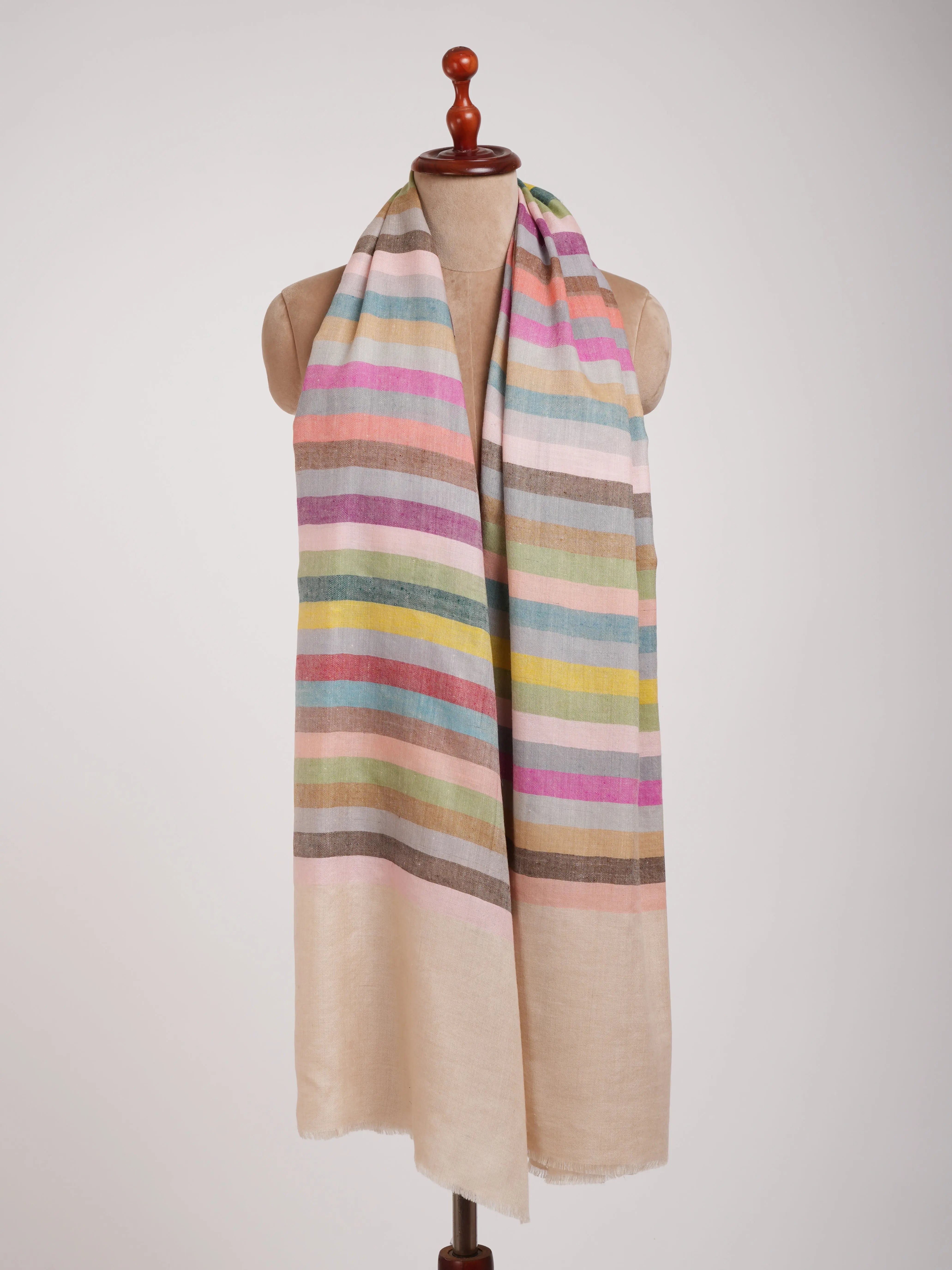 Stripe Pure Pashmina Kashmiri Handwoven Shawl Shahkaar