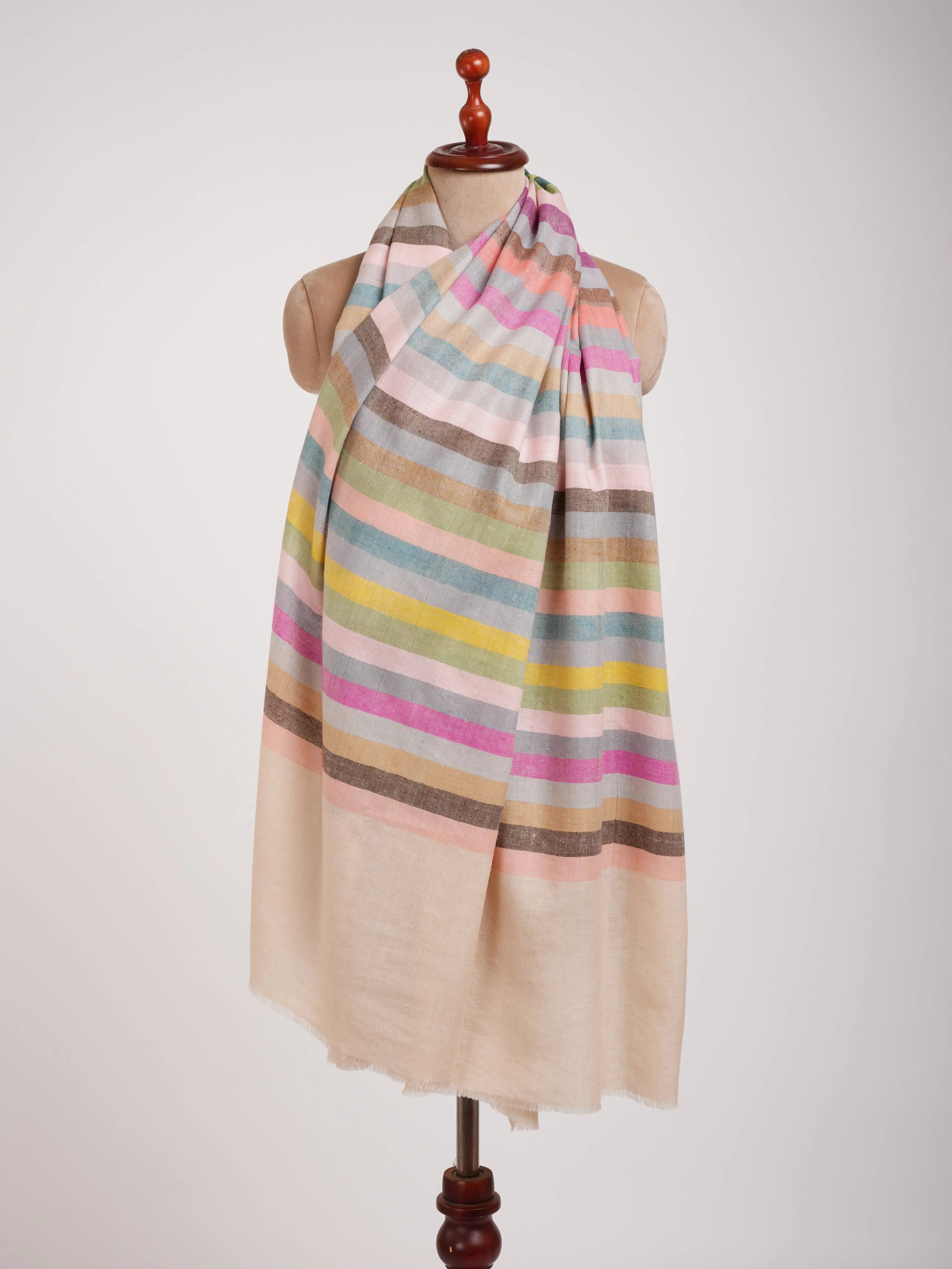 Stripe Pure Pashmina Kashmiri Handwoven Shawl Shahkaar
