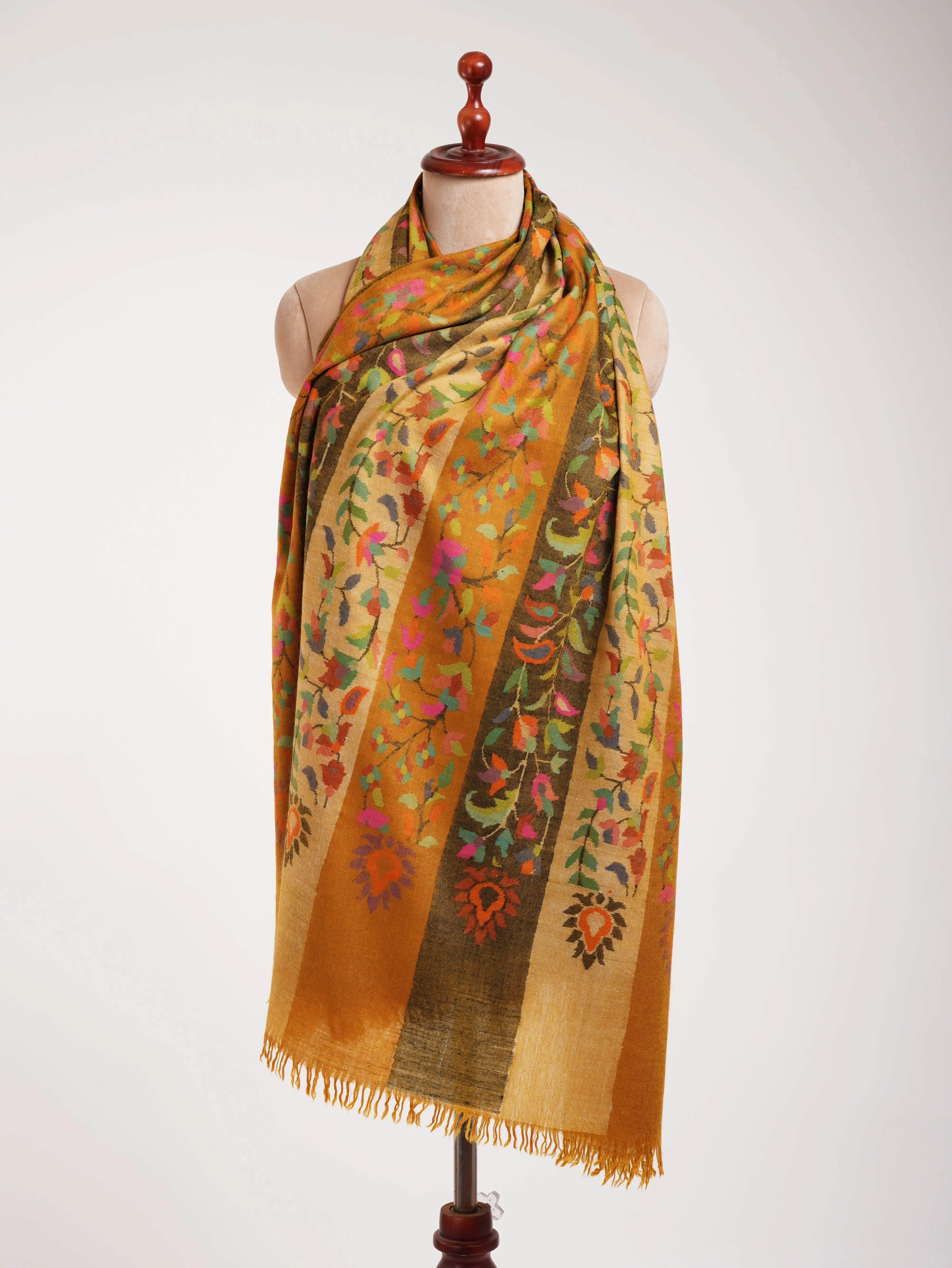 Stripes Handmade Kashmiri Kani Pashmina Jamavar Shawl Shahkaar