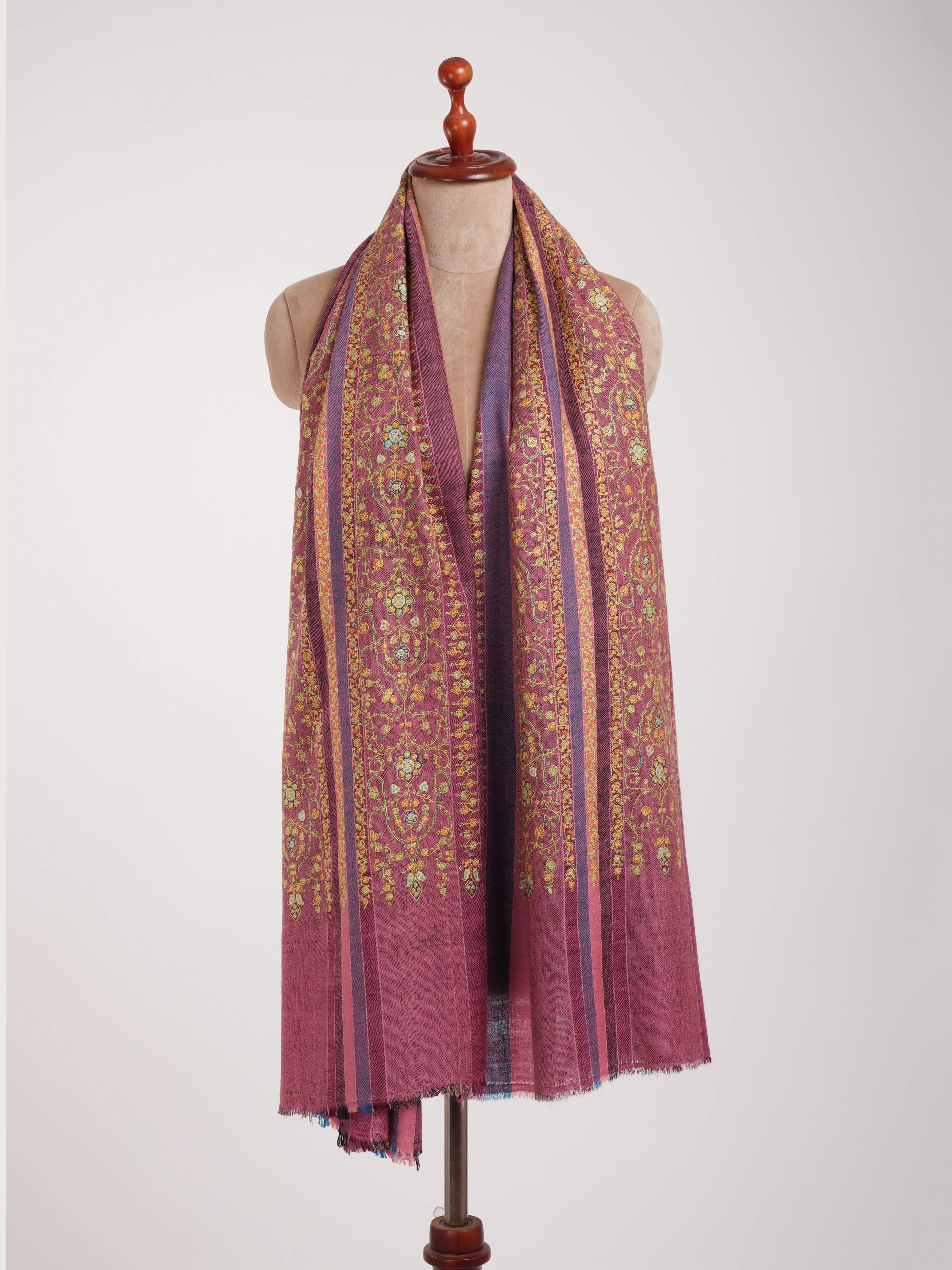 Stripes Handwork Kashmiri Pashmina Shawl Shahkaar