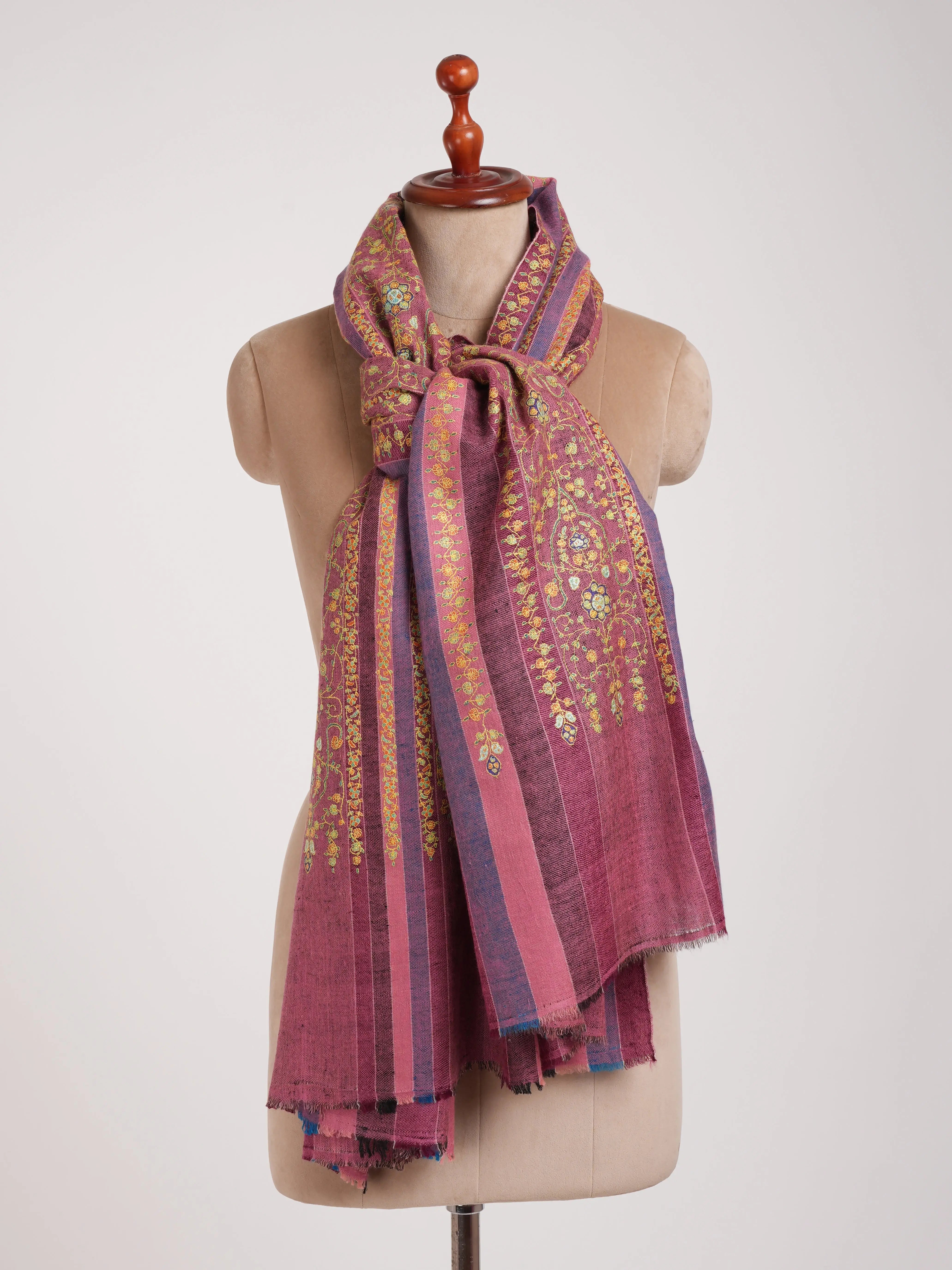 Stripes Handwork Kashmiri Pashmina Shawl Shahkaar