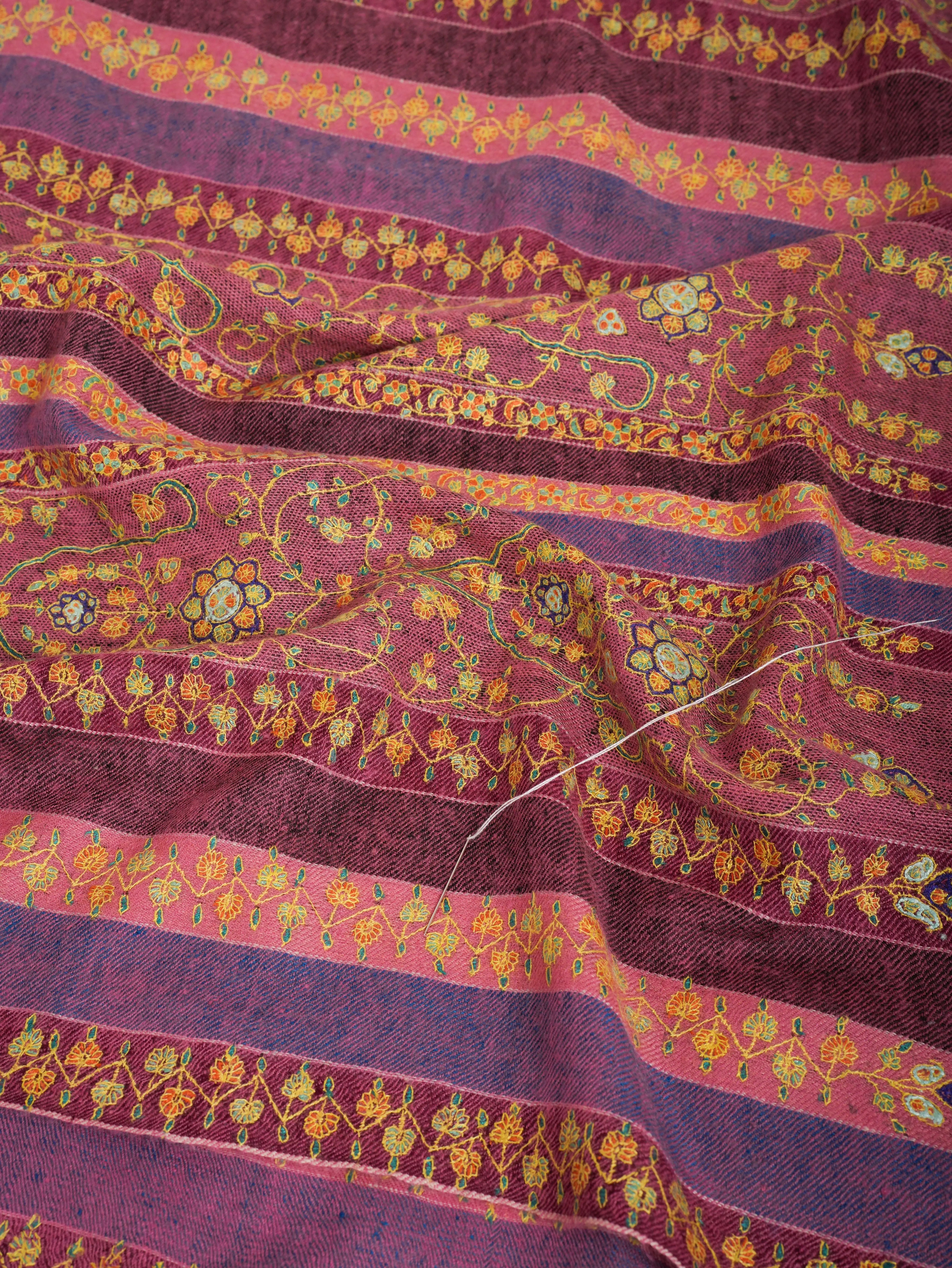 Stripes Handwork Kashmiri Pashmina Shawl Shahkaar