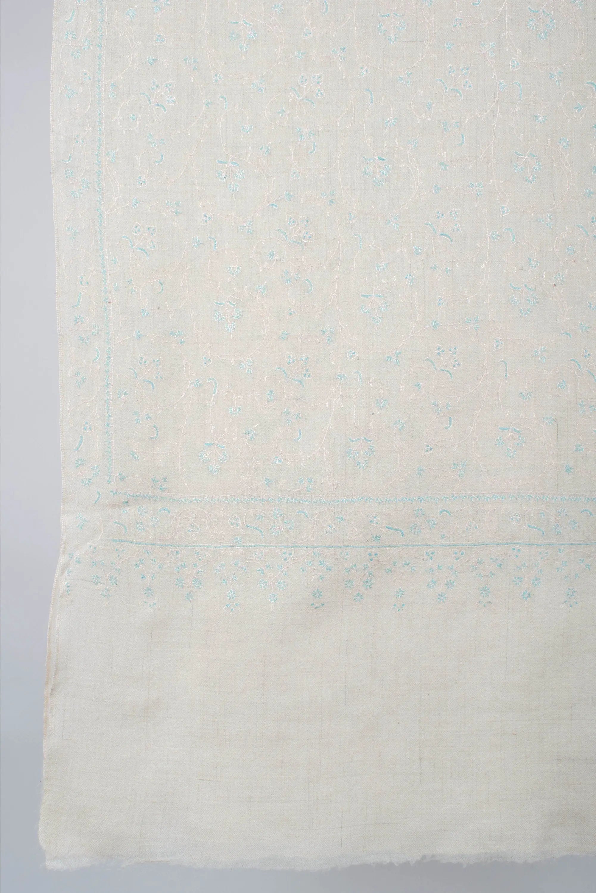 Super Soft Pashminas, Needlework Embroideries, Kashmiri Shawls, Autumn Wraps, Ivory Scarf, Corporate Gifts, 28x80" - MADURAI Shahkaar