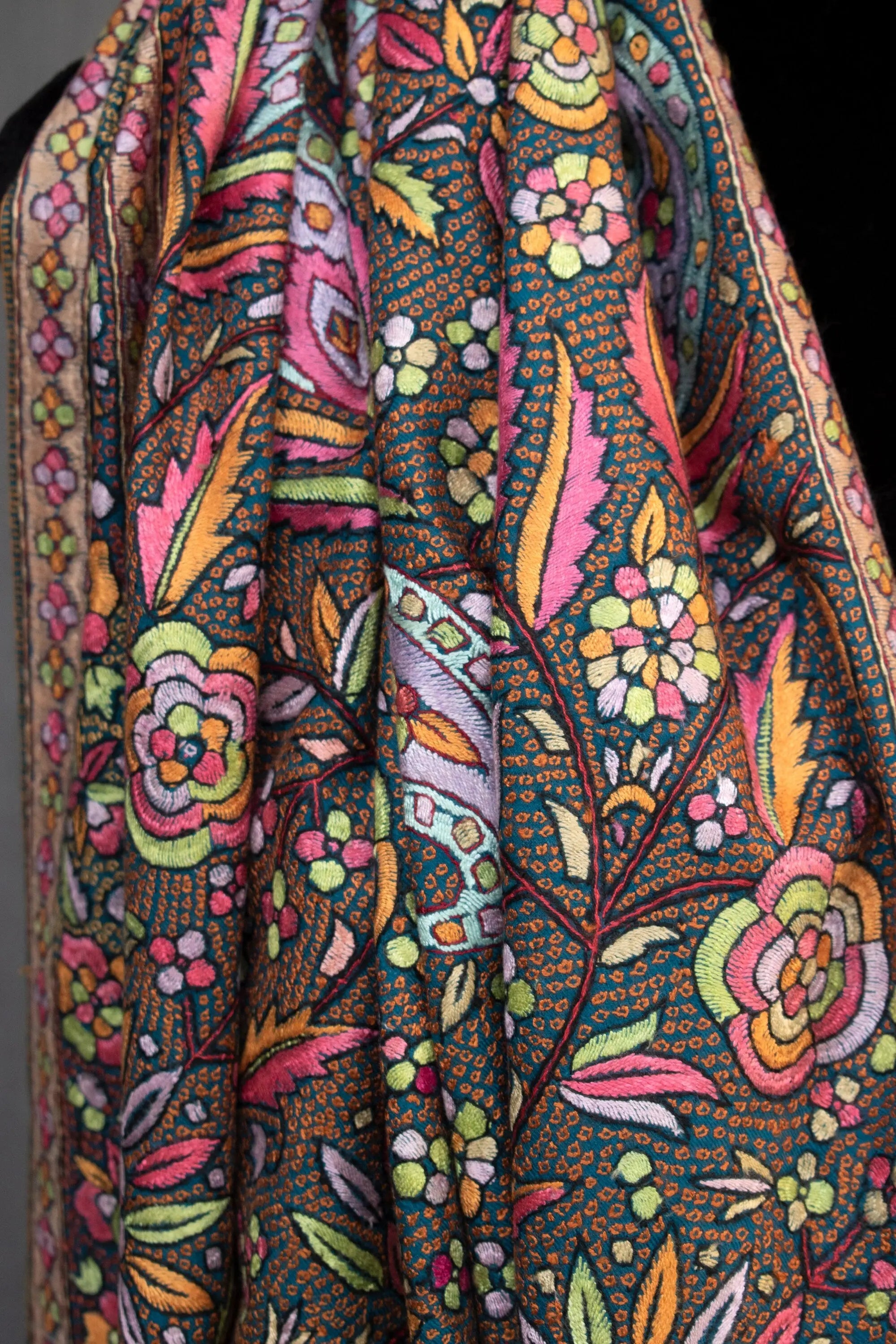 THE GREAT WINTERSALE Nirvana Pashmina Shawl, Hand Embroidered Cashmere Jama, Elite Woman, Made in Kashmir, 40x80" Shahkaar
