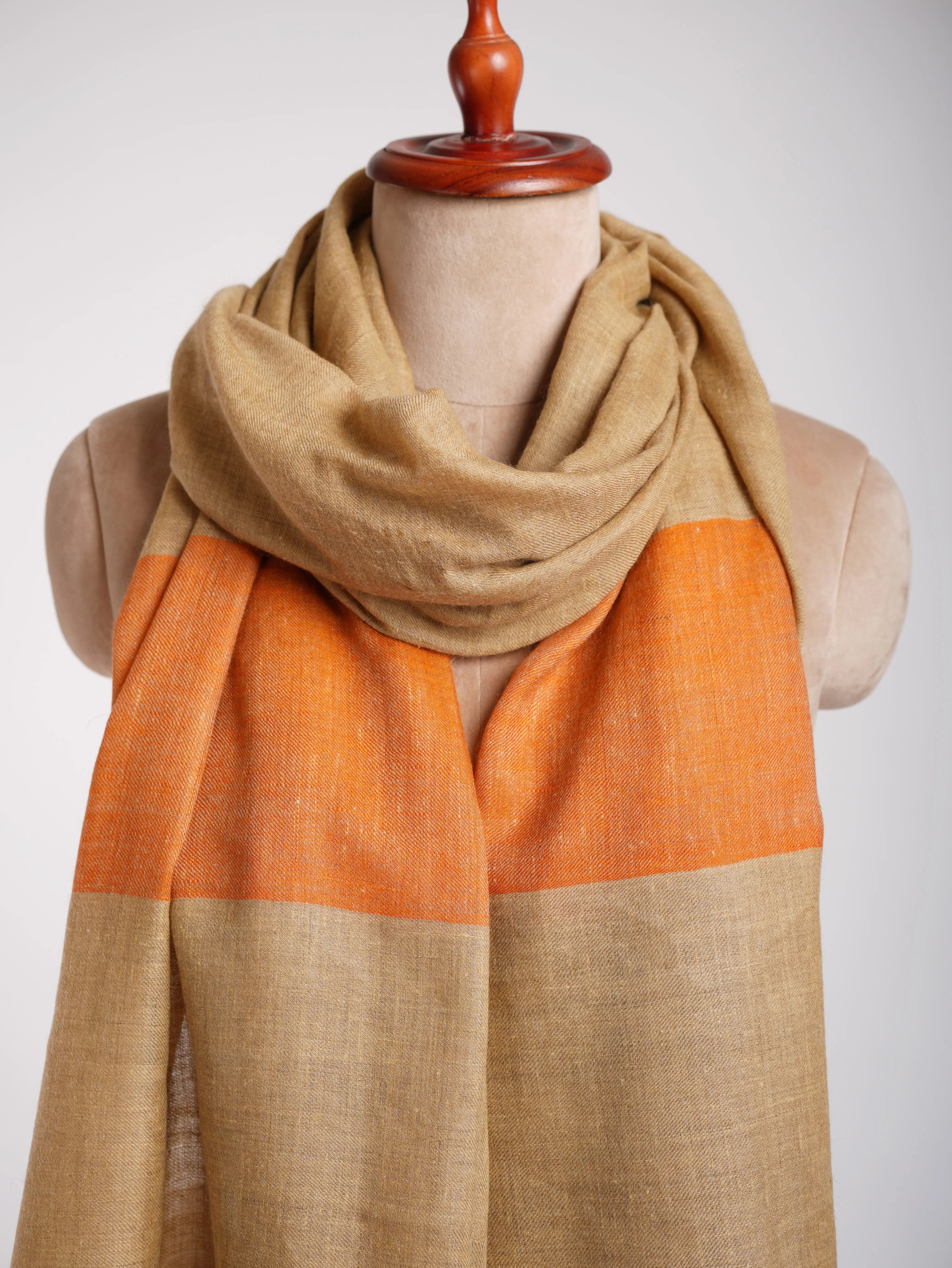Tangerine Palla Indian Cashmere Scarf Shahkaar
