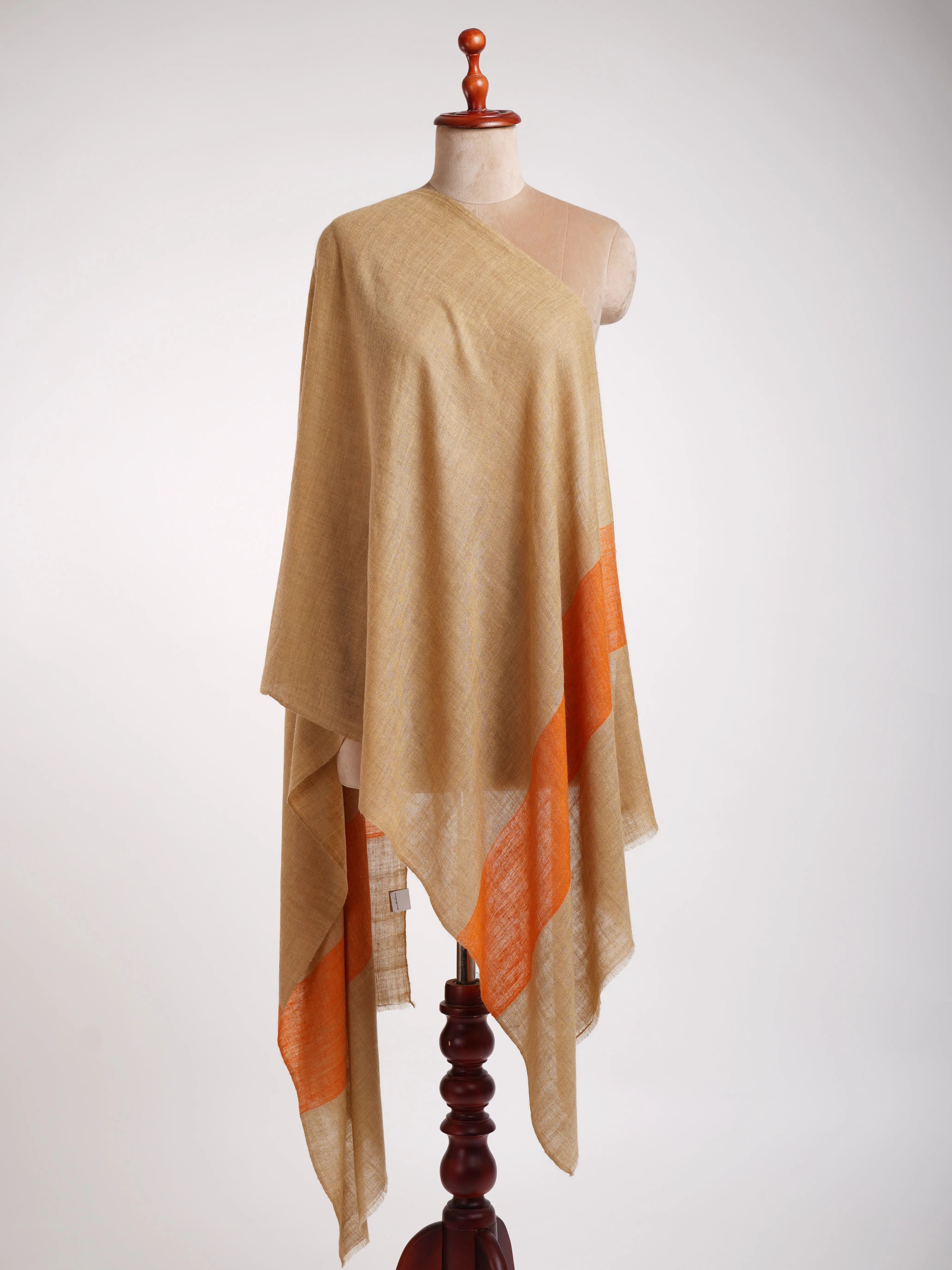 Tangerine Palla Indian Cashmere Scarf Shahkaar