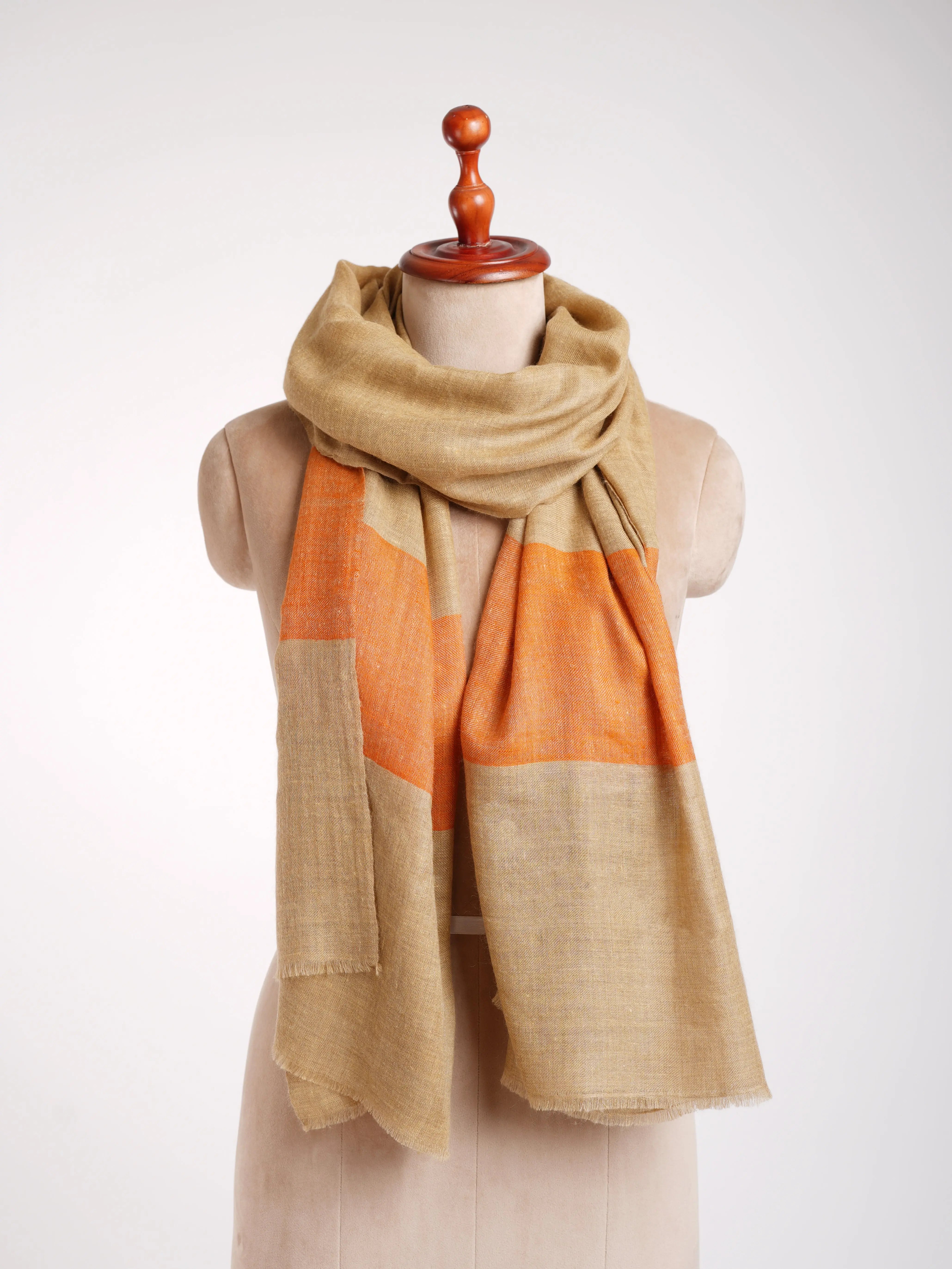 Tangerine Palla Indian Cashmere Scarf Shahkaar