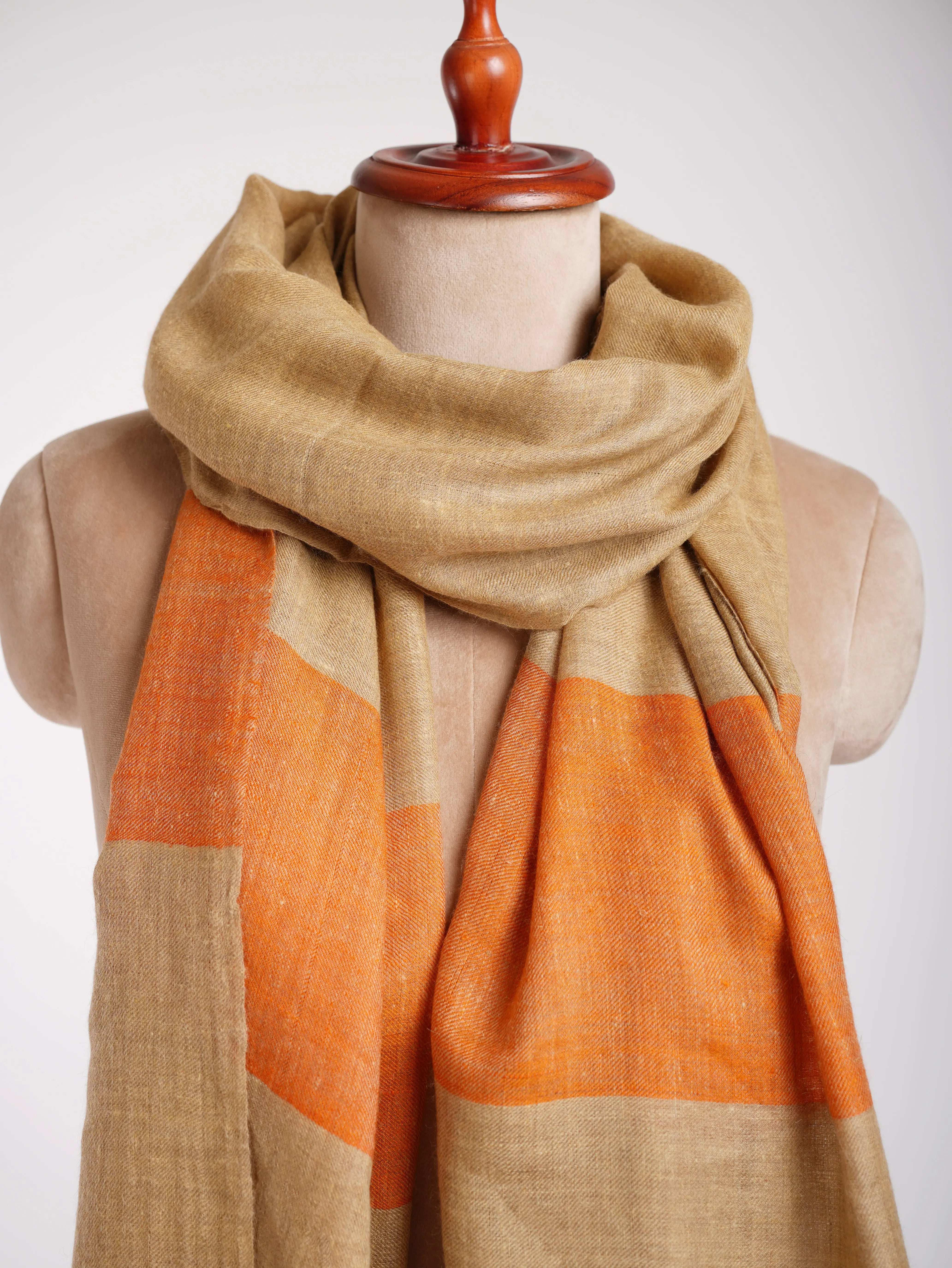 Tangerine Palla Indian Cashmere Scarf Shahkaar