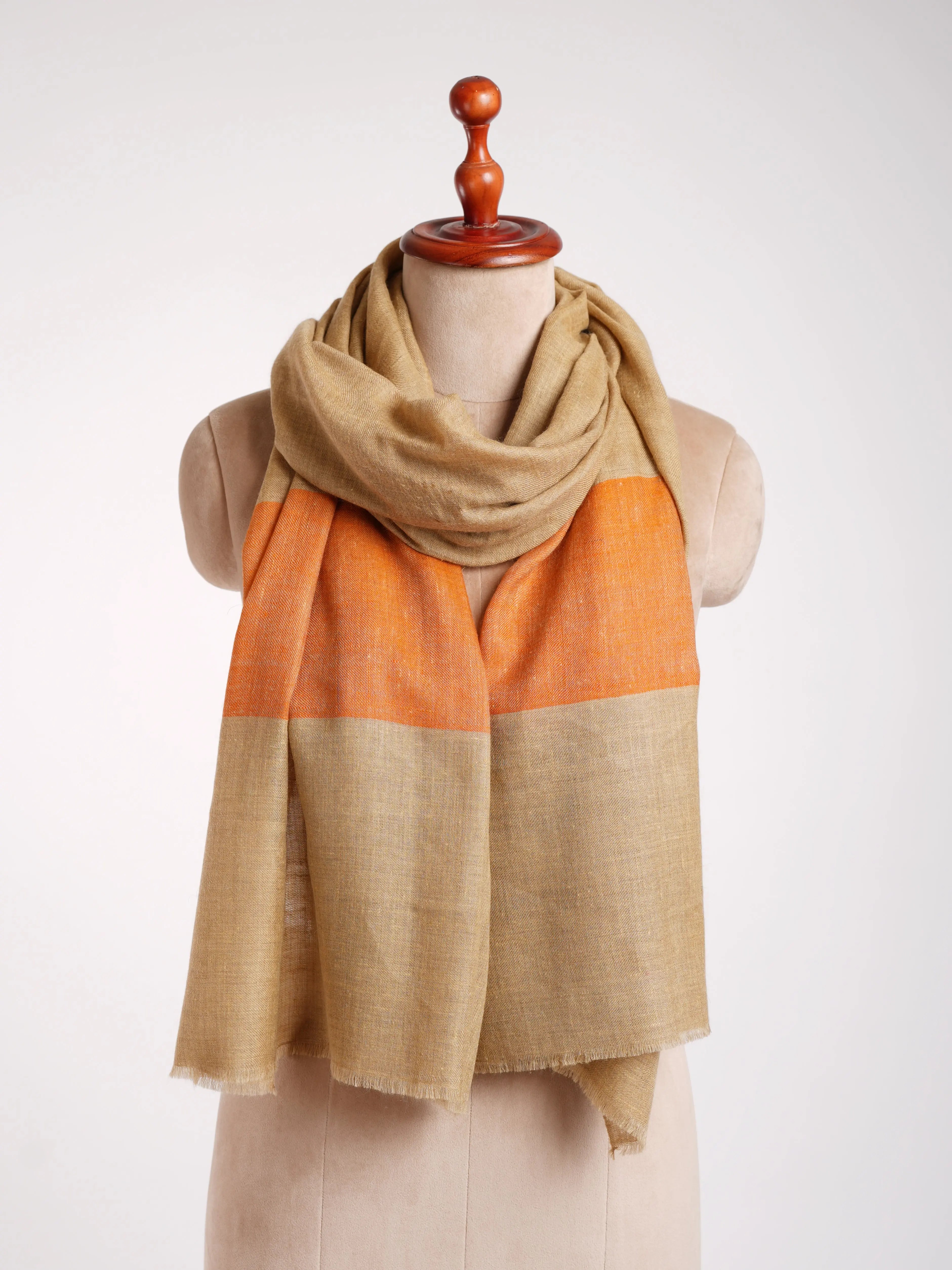 Tangerine Palla Indian Cashmere Scarf Shahkaar