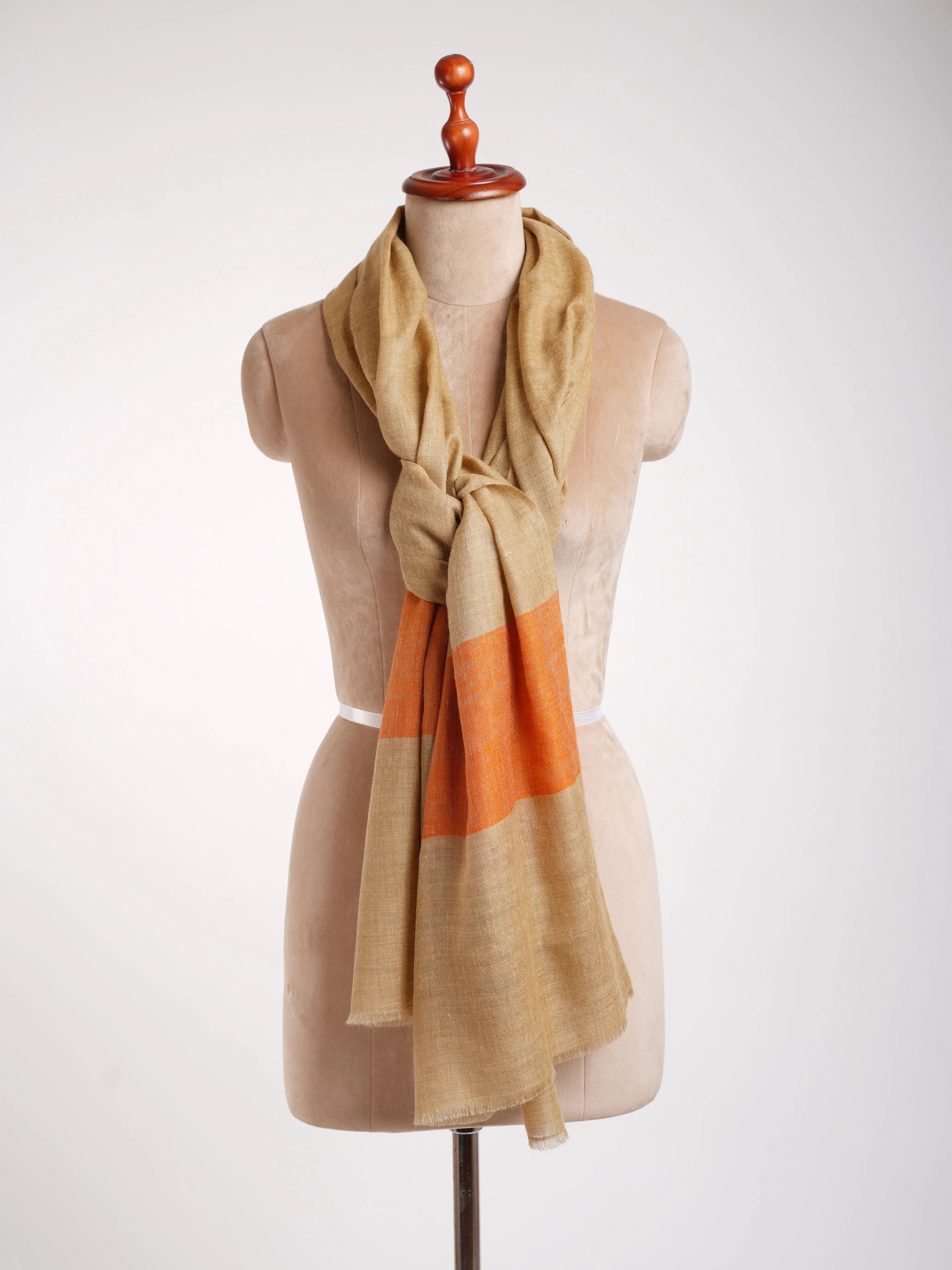 Tangerine Palla Indian Cashmere Scarf Shahkaar