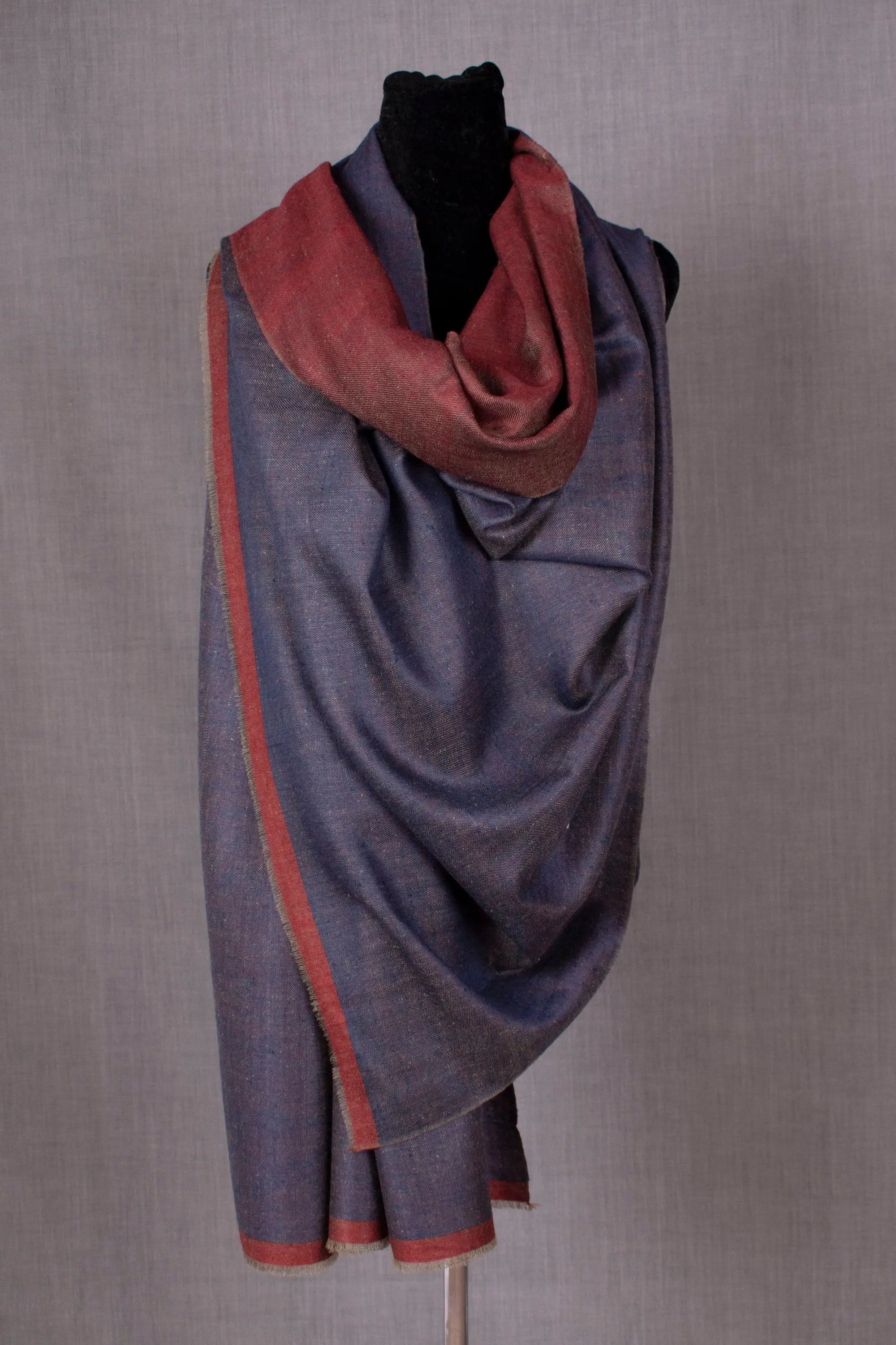 Tara Reversible Pashmina Wrap, Handwoven Cashmere 2 sided Shawl, Made in Kashmir, 40x80" Shahkaar