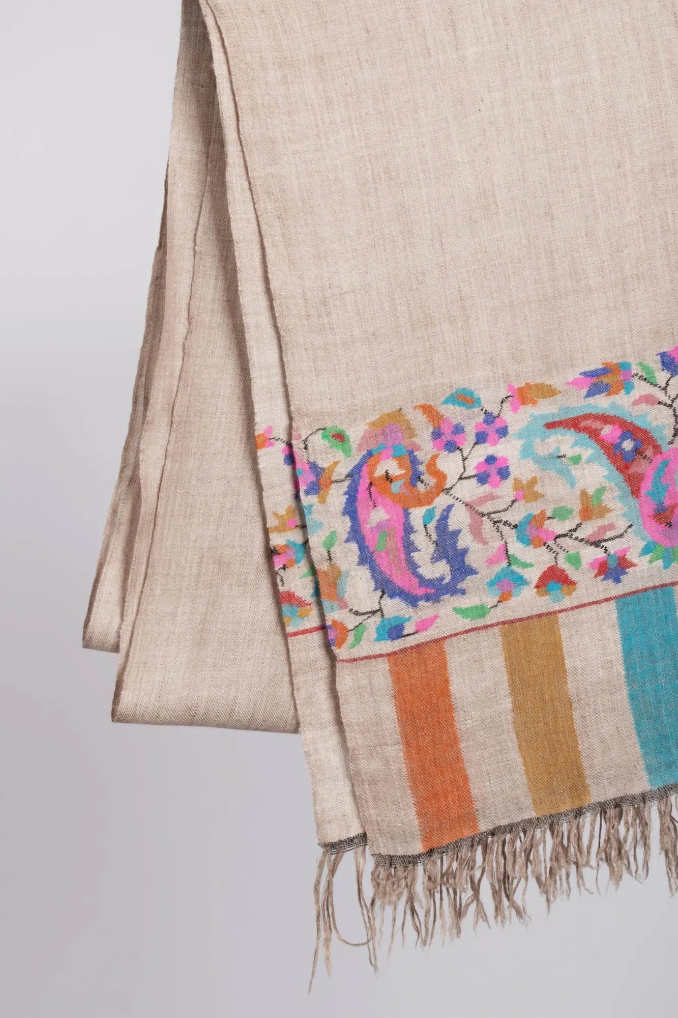 Taupe Color Kani Pashmina Shawl - TUSCUMBIA Shahkaar