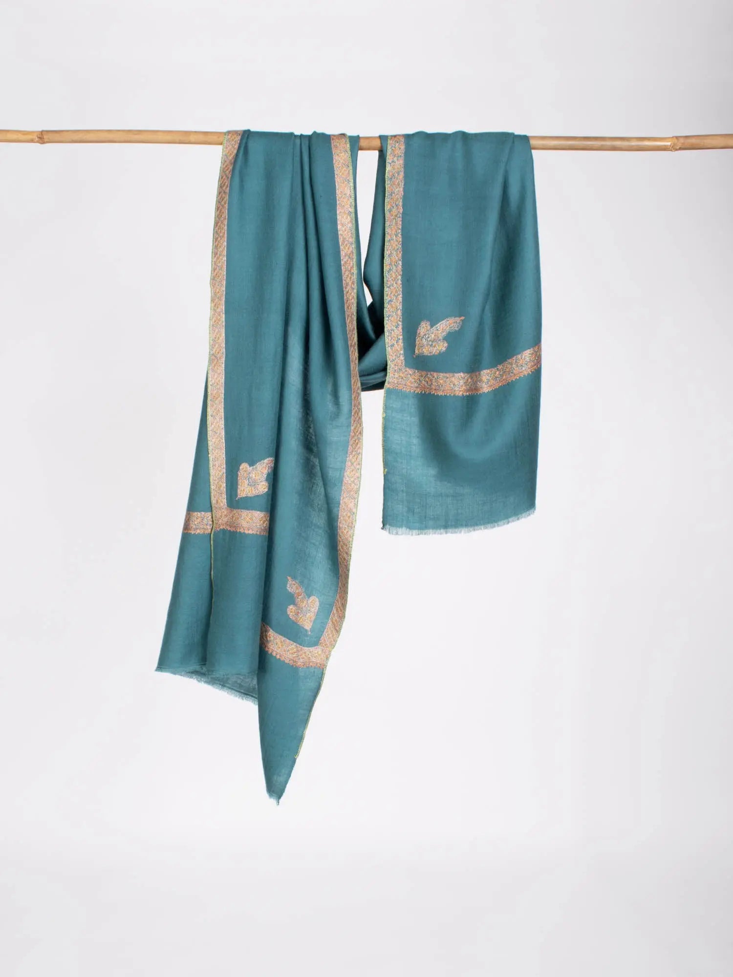 Teal Blue Lightweight Cashmere Scarf - FRANCISCO Shahkaar
